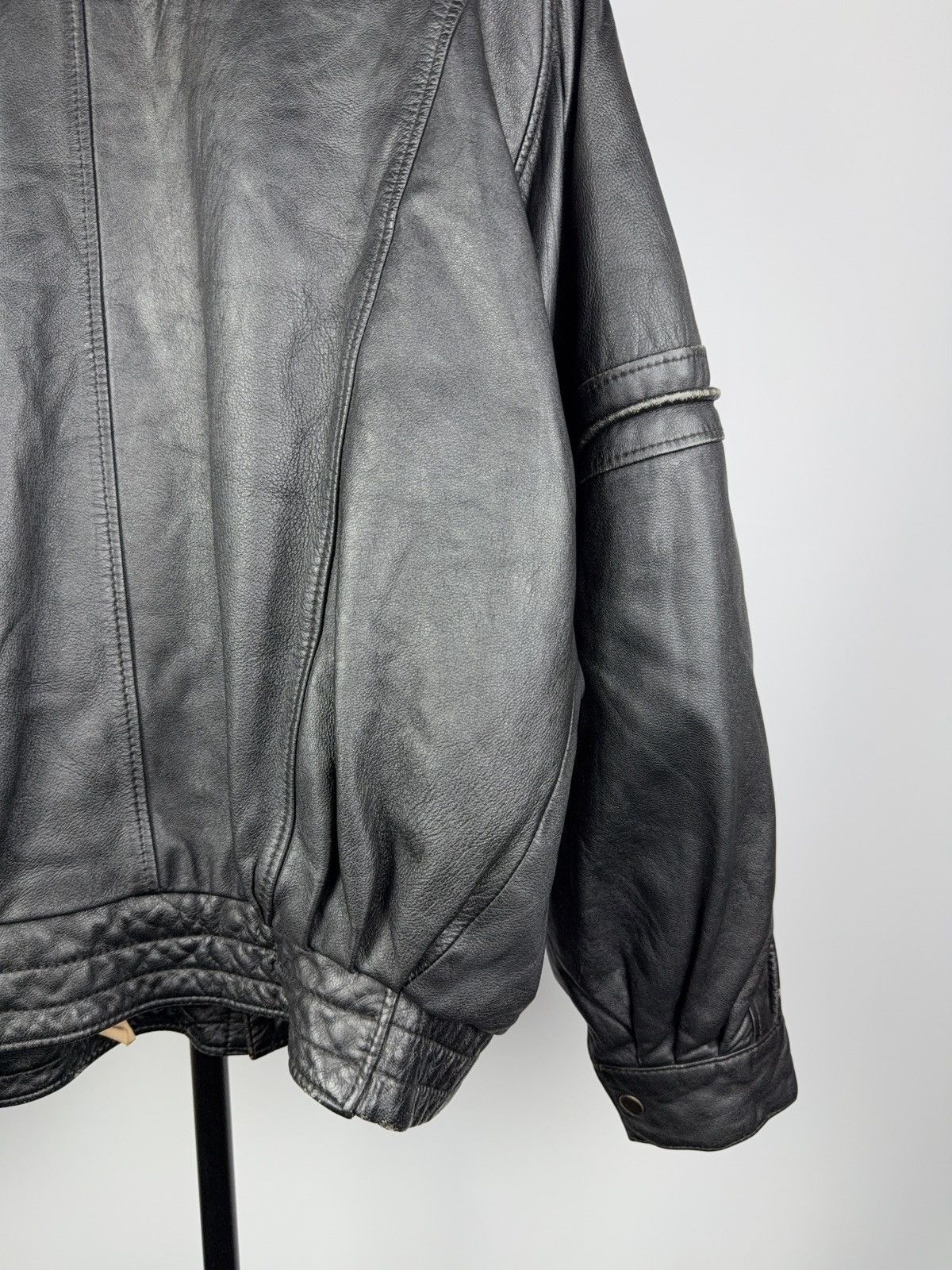Leather Vintage 90s Genuine Leather MOTO Bomber Jacket Rock Punk Size US L / EU 52-54 / 3 - 15 Thumbnail