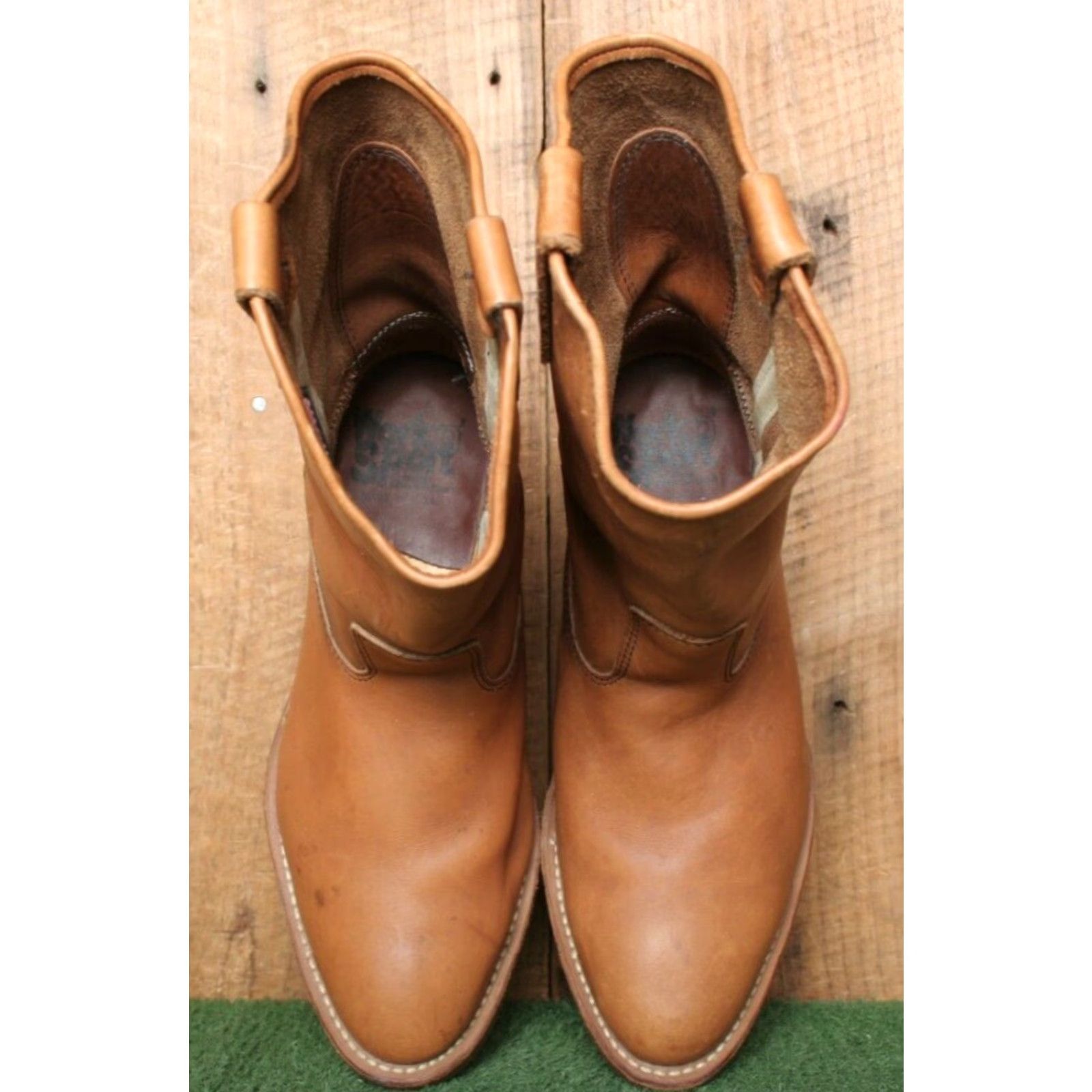 Vintage VINTAGE Work n' Sport Western Boot (Tan) 10" Leather EE Mens 8 Cap Heel; Pull On, US 8, Size 8, Vintage Yes Size US 8 / EU 41 - 4 Thumbnail