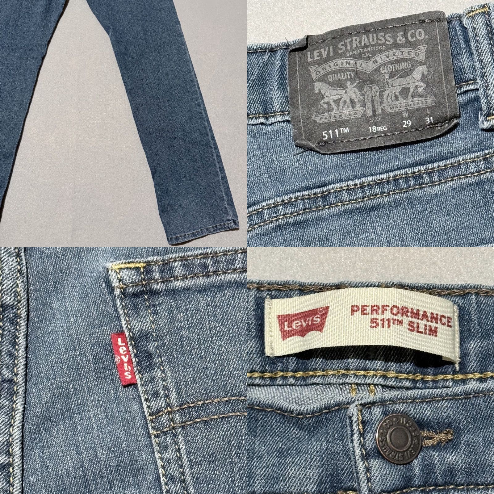 Levi's Levi's 511 Jeans Women Blue Denim Slim Zip Fly - 18 Slimming 5-Pocket Mid Rise Jeans Adult Women Size 40" / US 18 - 8 Thumbnail