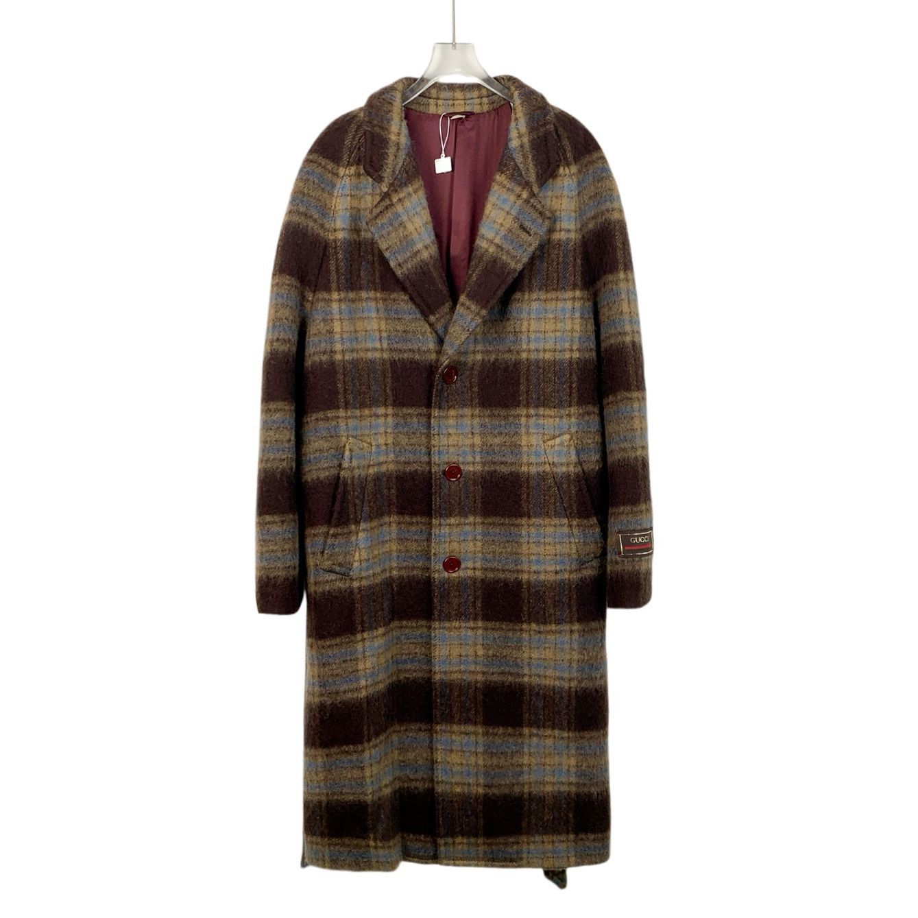 Gucci Gucci Brown & Blue Checked Wool Single-Breasted Coat With La Size XL / US 12-14 / IT 48-50 - 1 Thumbnail
