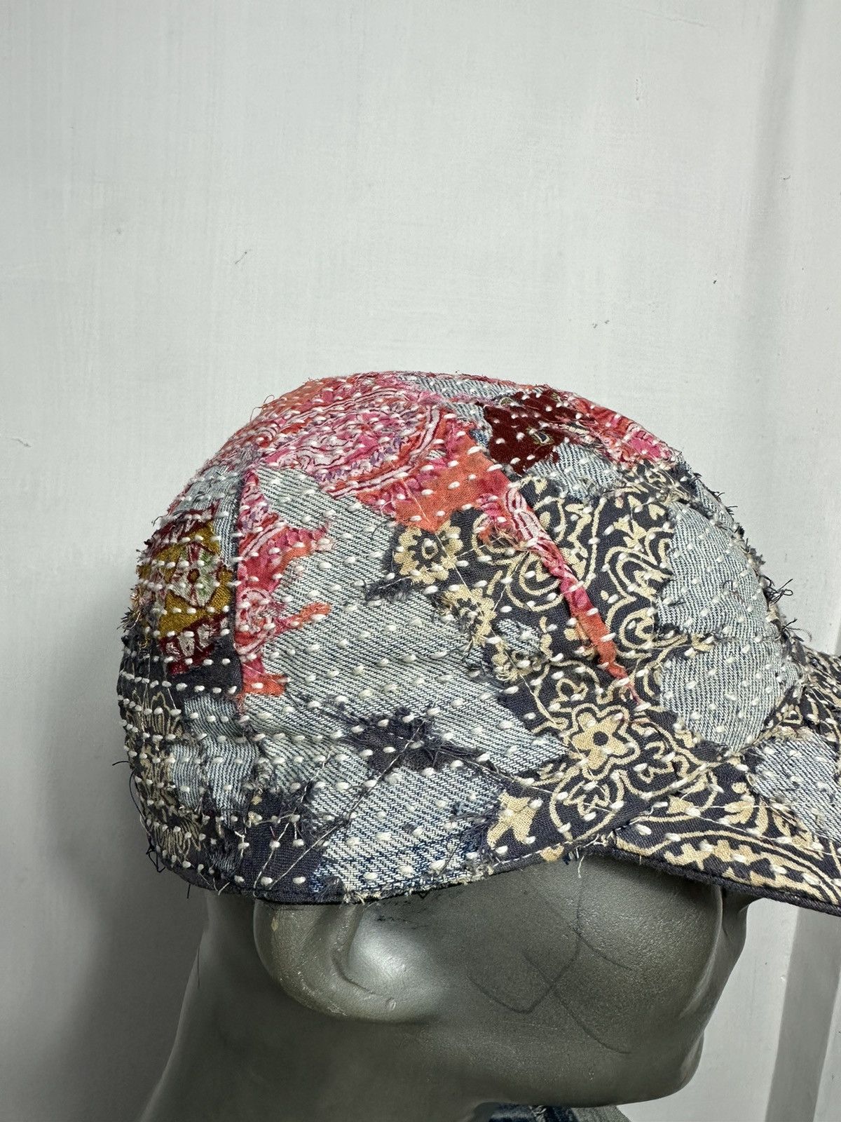 Handmade Custom Made Distressed Paisley Patchwork Boro hats Size ONE SIZE - 8 Thumbnail