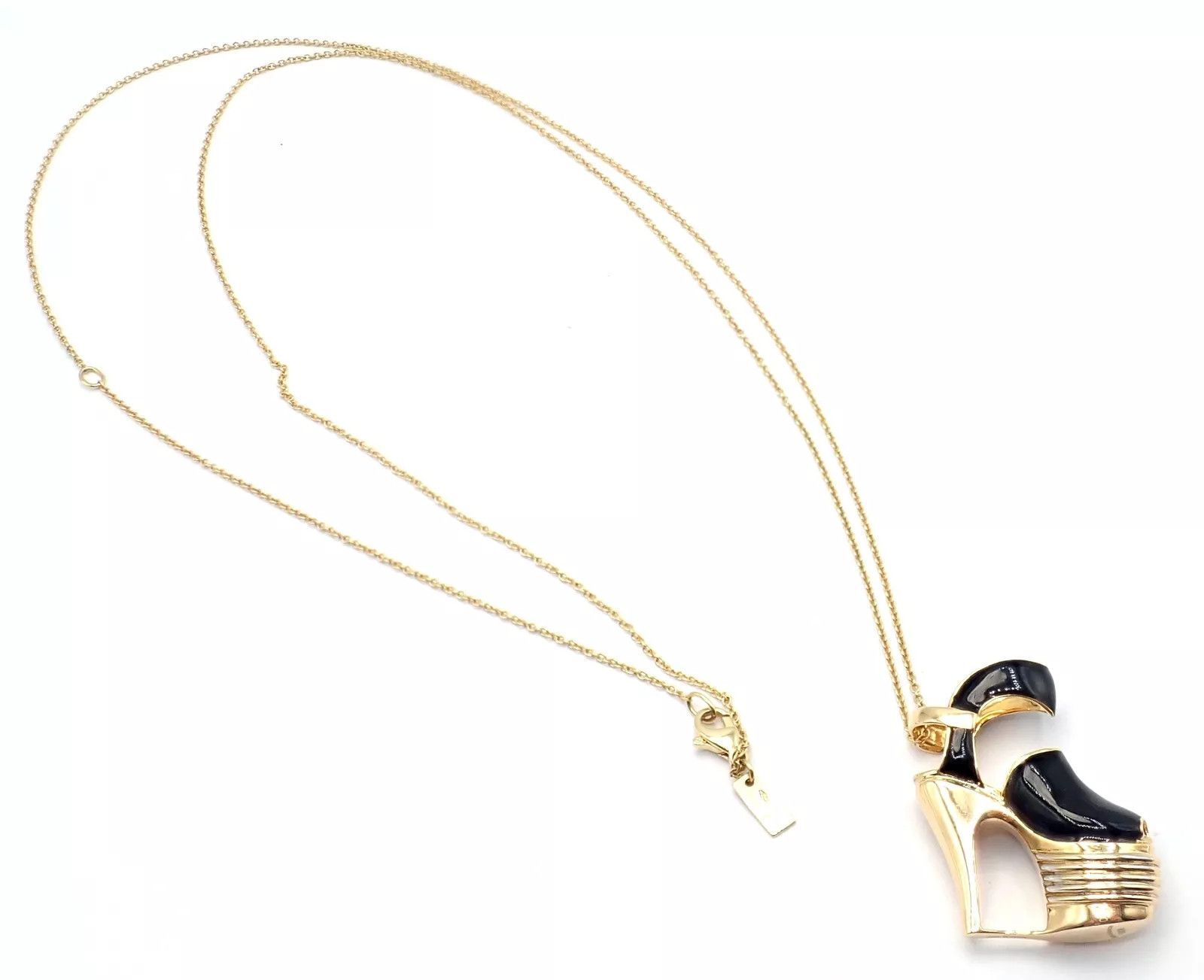Salvatore Ferragamo 18K Yellow Gold Enamel Shoe Pendant Necklace Size ONE SIZE - 7 Thumbnail