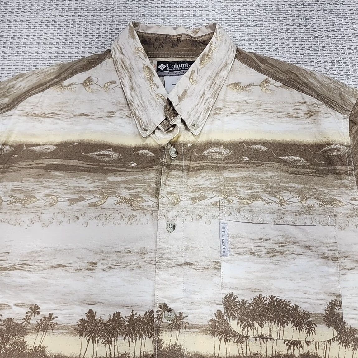 Vintage Columbia XCO Hawaiian Shirt Mens L Button-Up Beach Palm Tree Floral Print Size US L / EU 52-54 / 3 - 5 Thumbnail