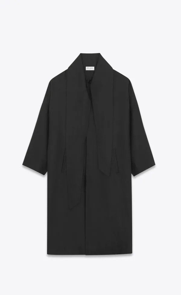 Saint Laurent Paris o1bcso1str1025 Long Kaftan In Linen in Black Size US S / EU 44-46 / 1 - 2 Thumbnail