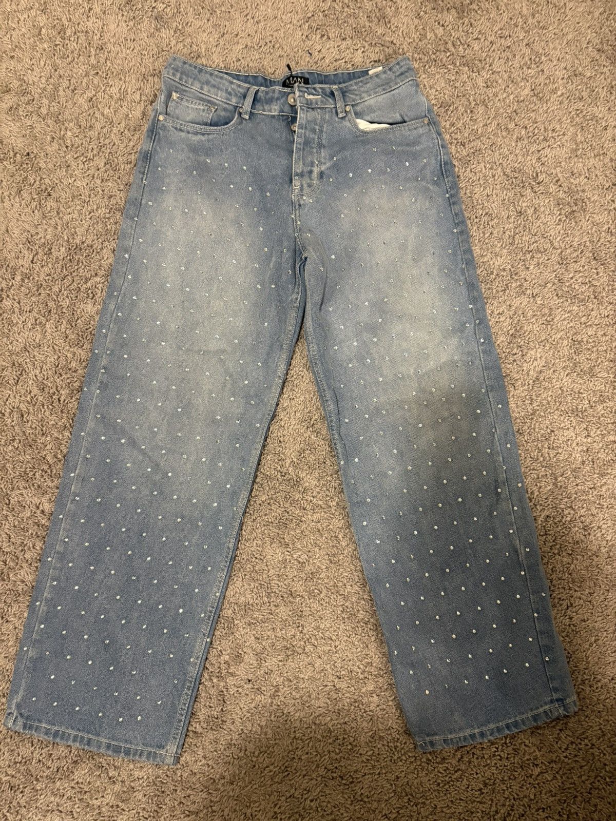 Boohoo Boohooman rhinestone jeans Size US 32 / EU 48 - 1 Thumbnail