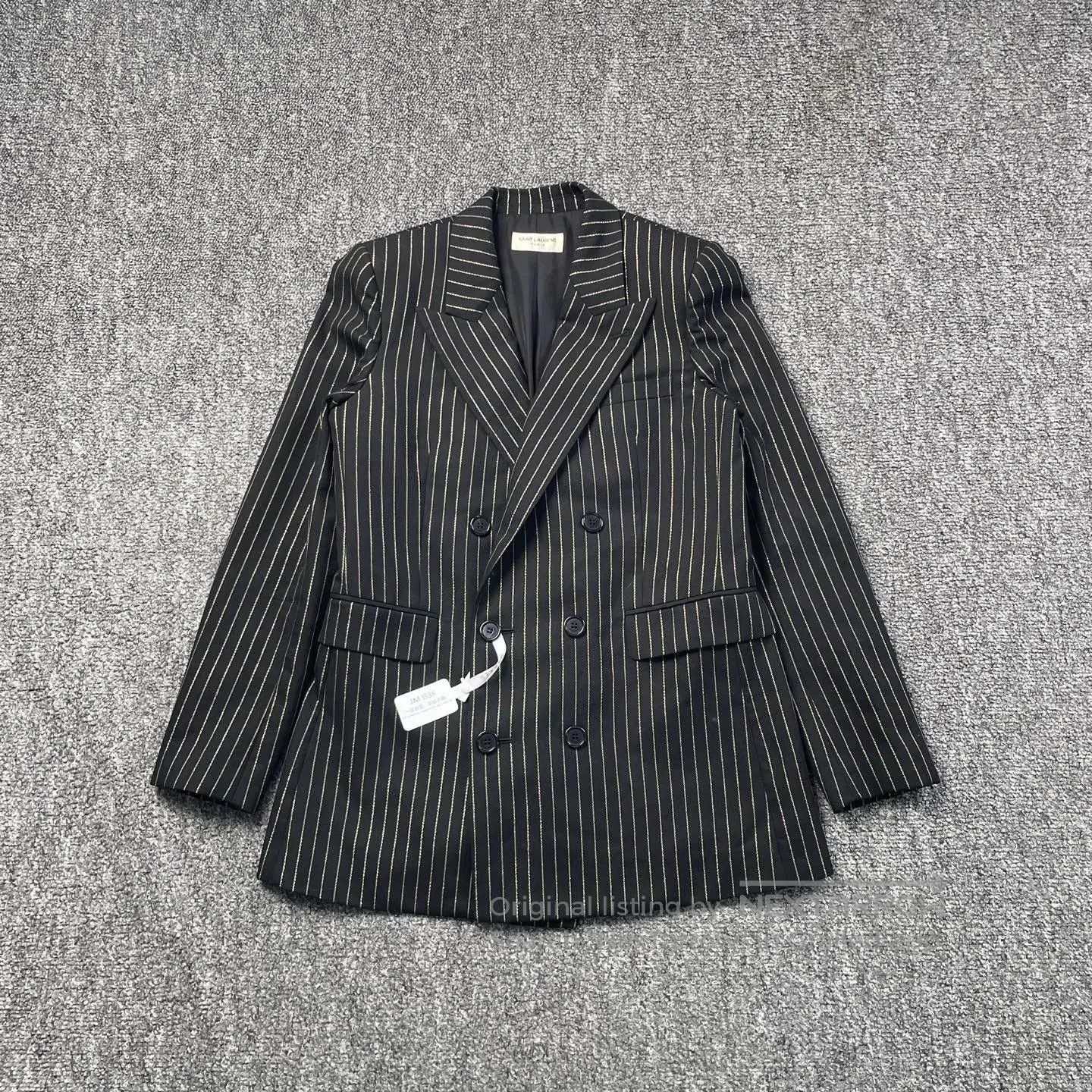 Saint Laurent Paris Saint Laurent Black Pinstripe Double. Size S / US 4 / IT 40 - 1 Thumbnail