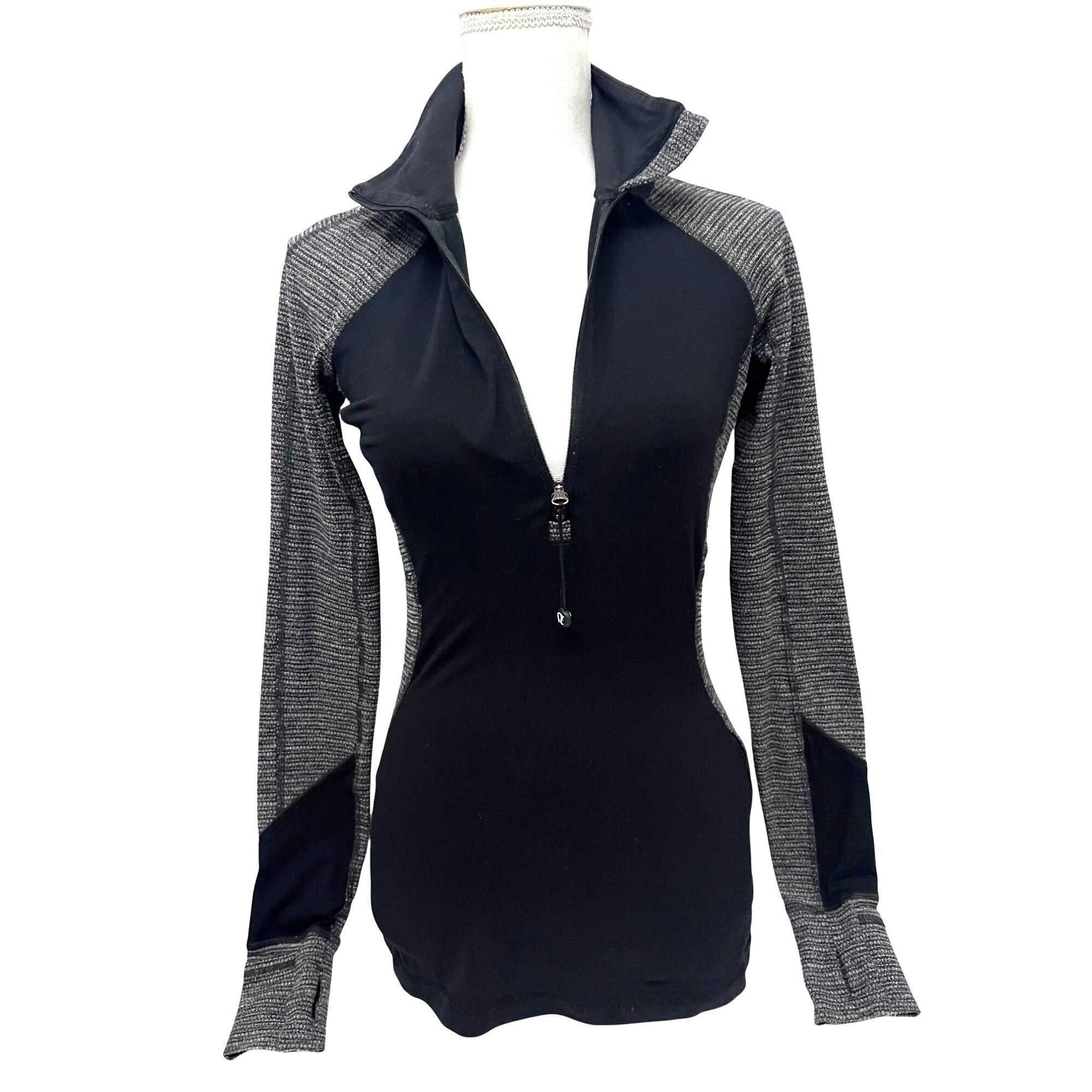 Lululemon Lululemon Womens Quarter Zip Pullover Shirt Colorblock Black Size S / US 4 / IT 40 - 2 Thumbnail