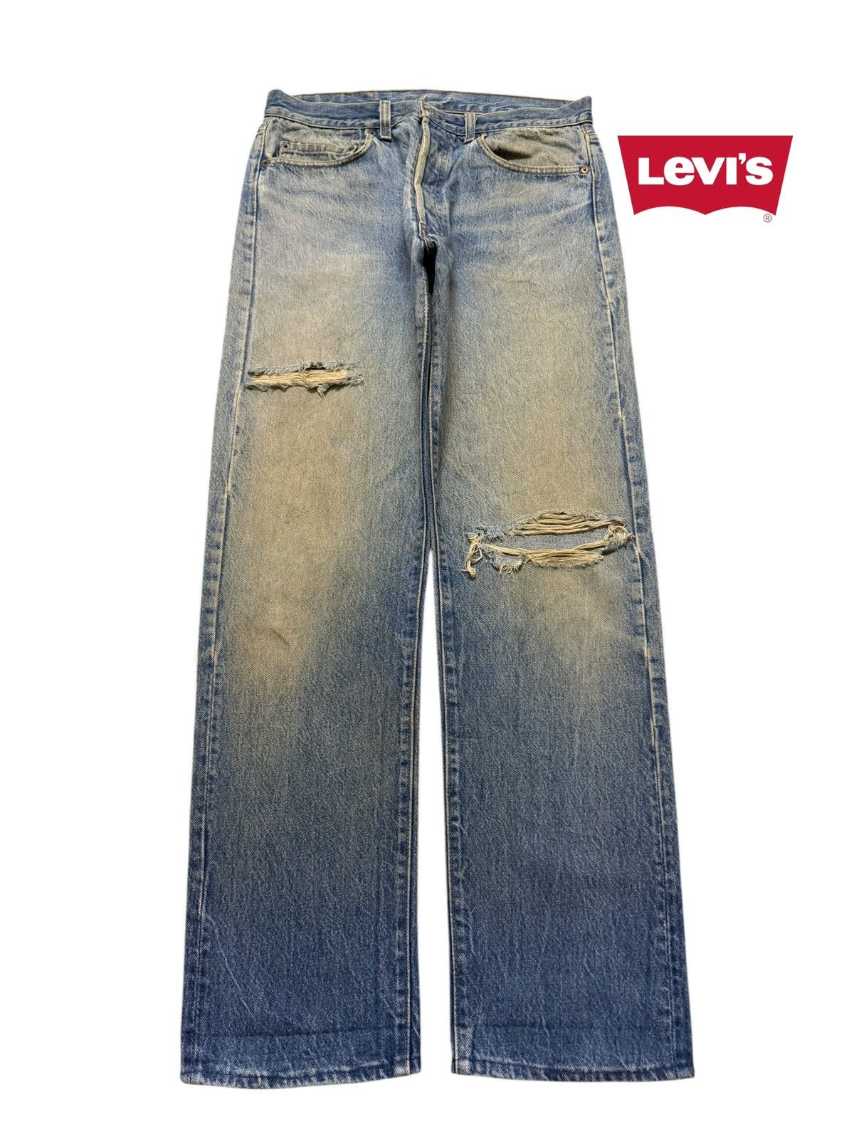 Levi's Vintage 70s Levis 501 Blue Mud Wash Distressed Straight Leg Size US 31 - 1 Thumbnail