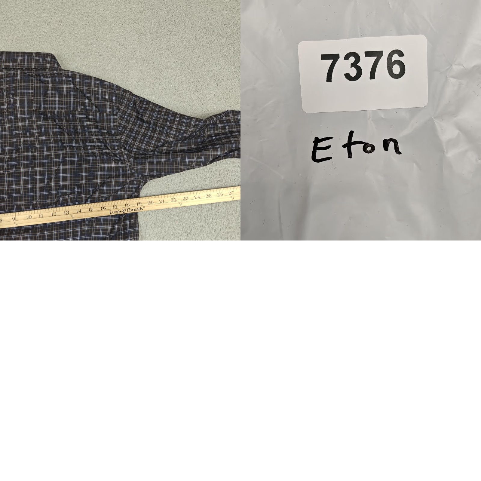 Eton VINTAGE Eton Dress Shirt Mens 16 34/35 Brown Plaid Slim Fit Button-Down Cotton York Size 40R - 8 Thumbnail