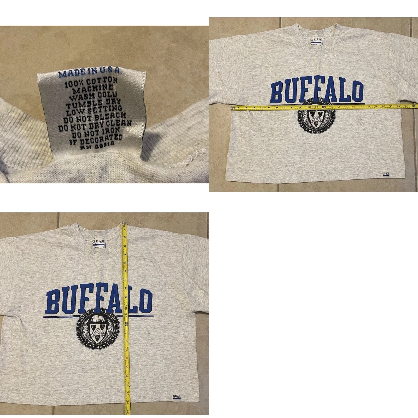 Vintage VINTAGE 90s University Buffalo Cropped Shirt Boxy College Crop T-Shirt Gray Womens/Females Size ONE SIZE - 8 Thumbnail
