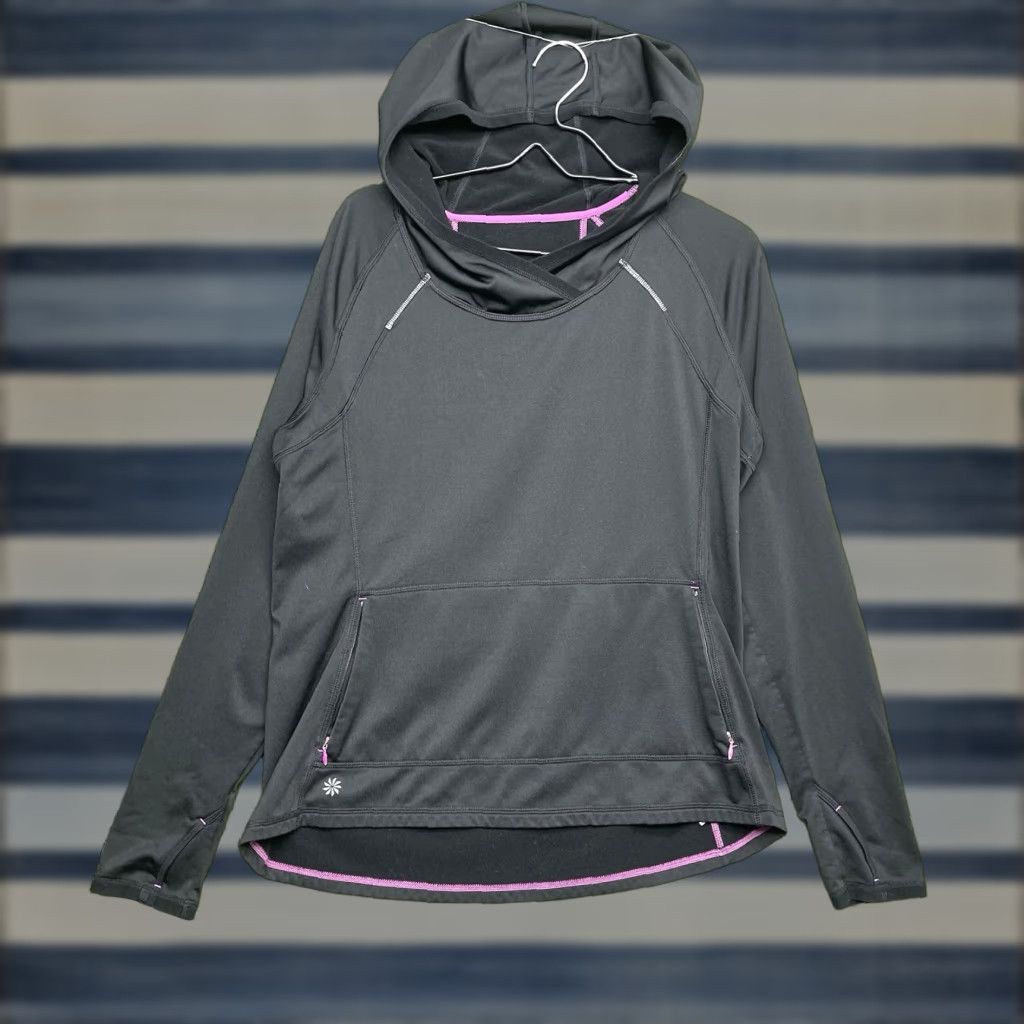 Athleta Athleta Hoodie Womens M Black Pullover Plushtec Wrap Front Long Sleeve Gym Size M / US 6-8 / IT 42-44 - 1 Thumbnail
