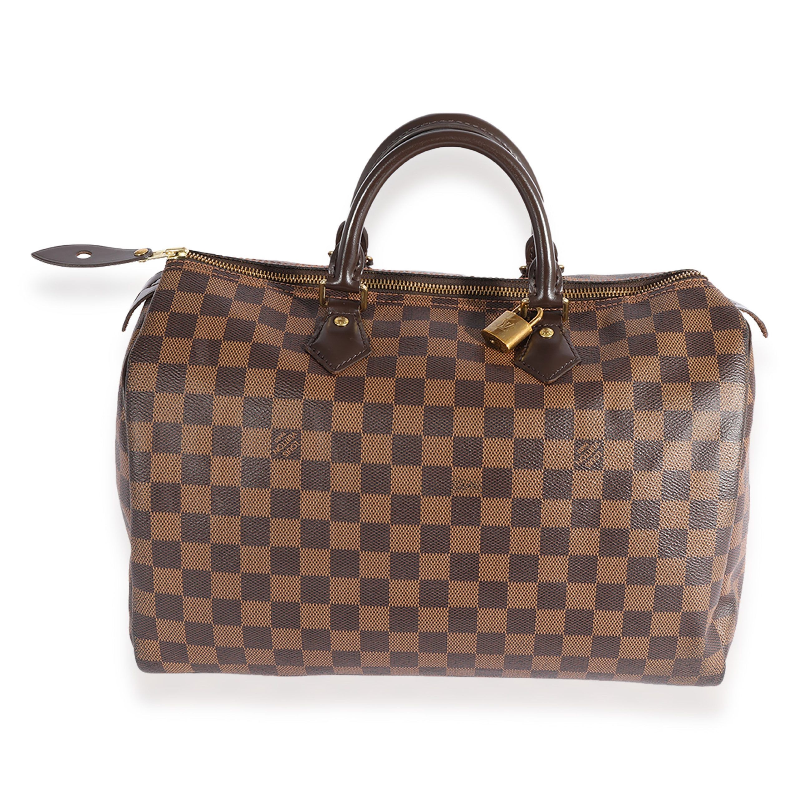 image of Louis Vuitton Damier Ebene Speedy 35 in Brown, Women's