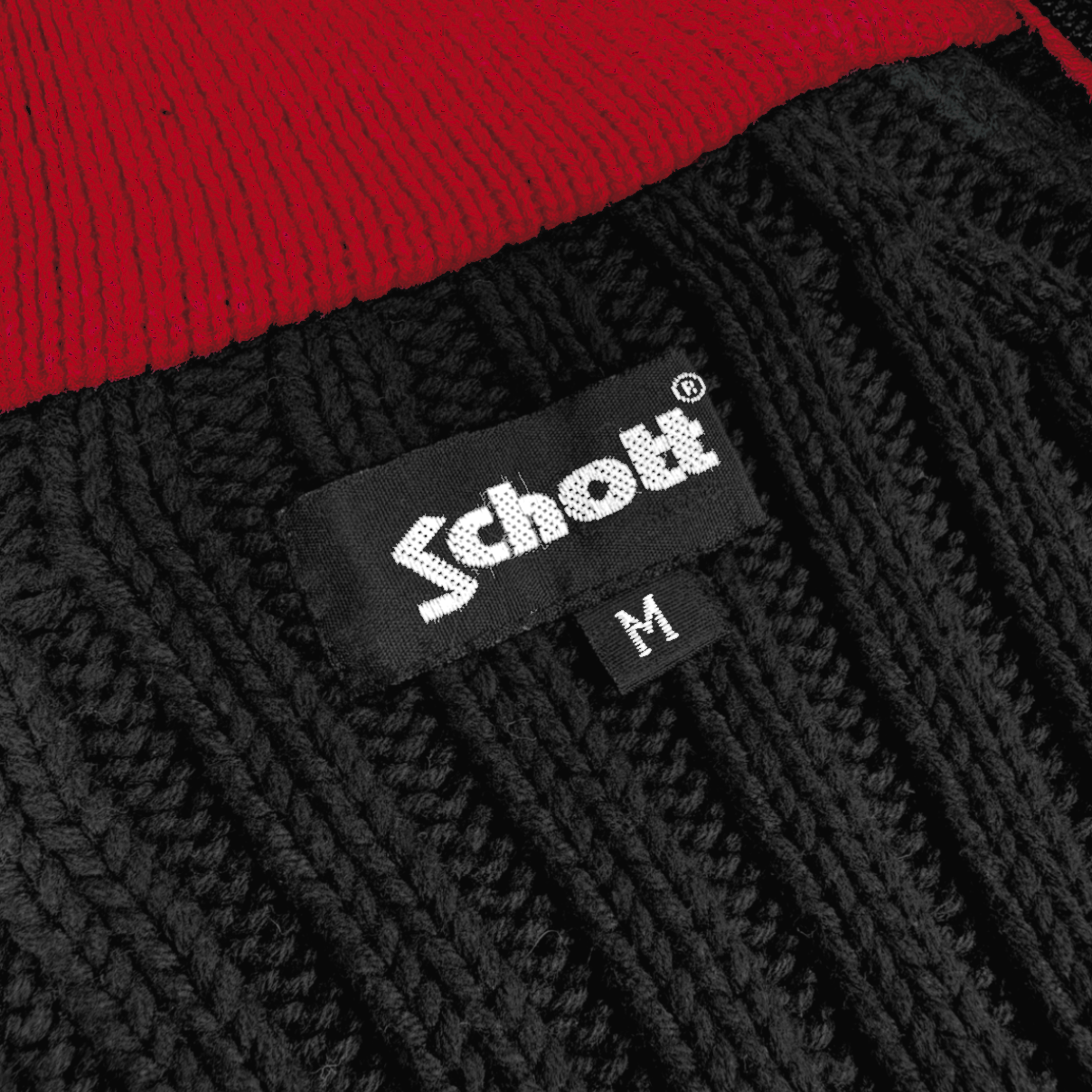 Schott × Vintage RARE 2000's vintage Schott Black Balaclava Knit Sweater Size US M / EU 48-50 / 2 - 7 Thumbnail