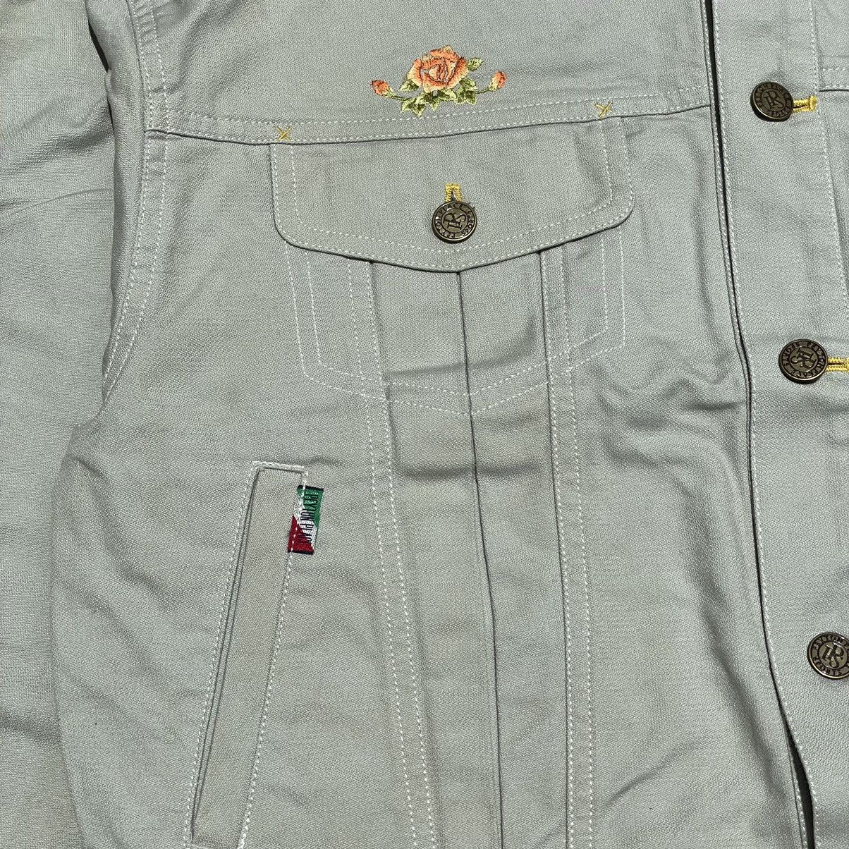 Japanese Brand “PEYTON PLACE SPORTS” PPFM FOR WOMAN FLORAL DENIM JACKET Size L / US 10 / IT 46 - 3 Thumbnail