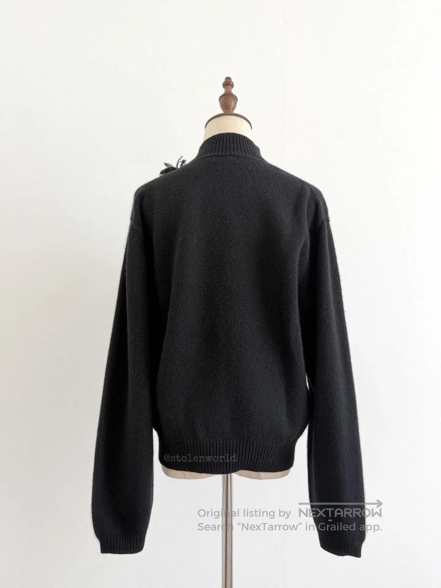Y's black knitted high collar with tassel. Size L / US 10 / IT 46 - 2 Thumbnail