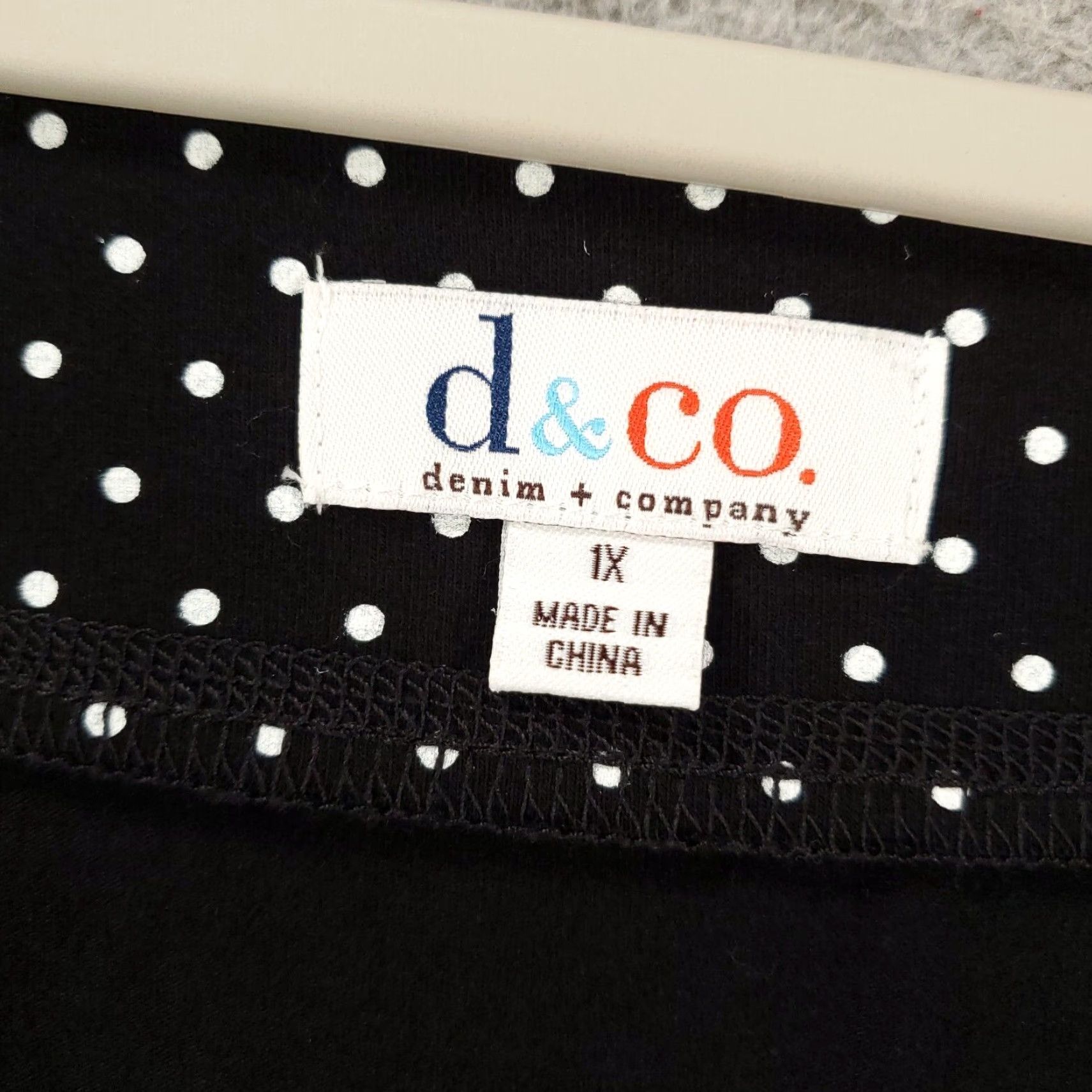 Denim & Co. Denim & Co Top Womens 1X Polka Dot Sweetheart Neckline V Neck Blouse Casual Knit Cotton Spandex Black for Women Plus Size 1X - Denim & Co. Size XL / US 12-14 / IT 48-50 - 7 Thumbnail