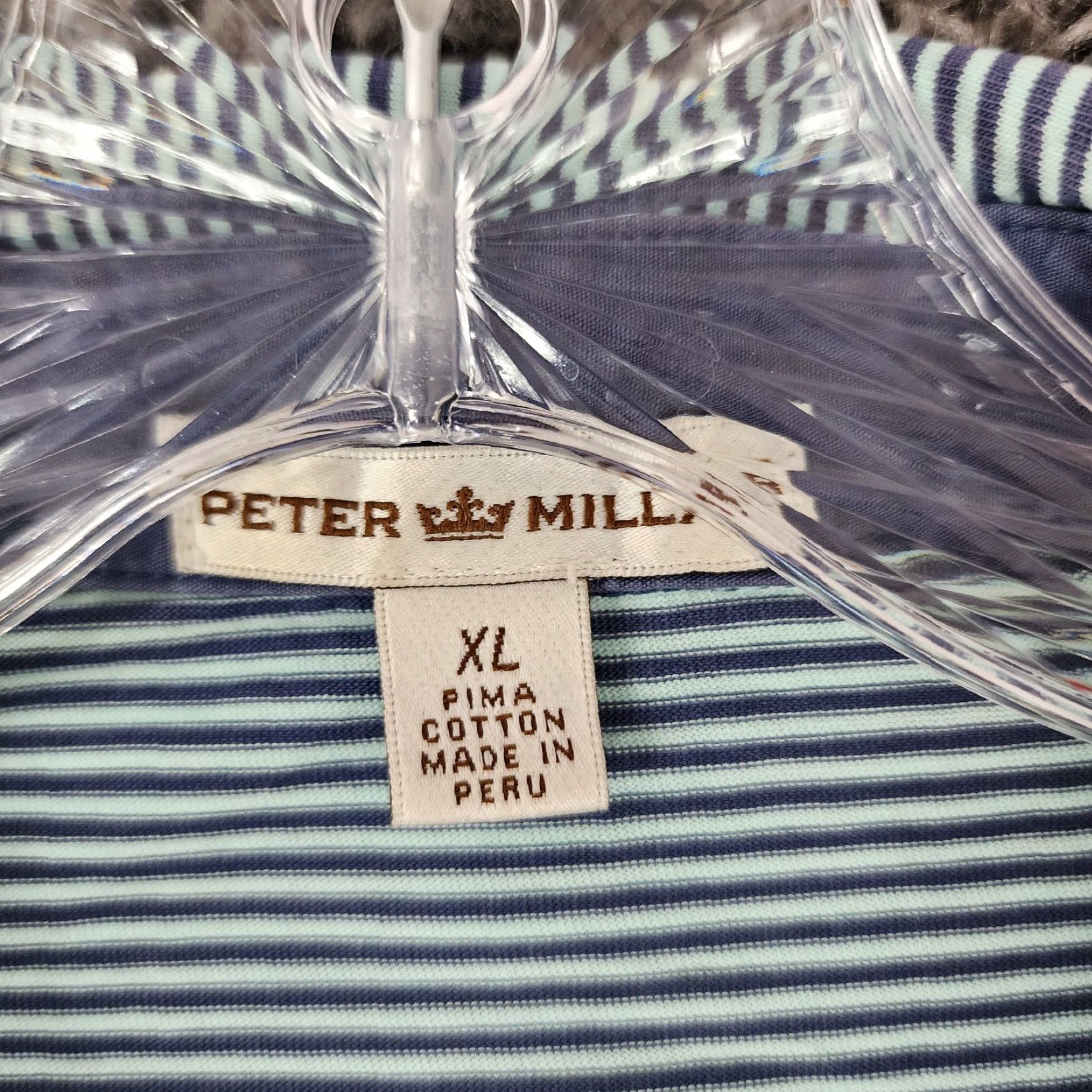 Peter Millar Peter Millar Polo Shirt Short Sleeve Blue Striped Pima Cotton XL Men’s Size XL Discoloration Collar Embroidered Sleeve 90s? Size US XL / EU 56 / 4 - 6 Thumbnail