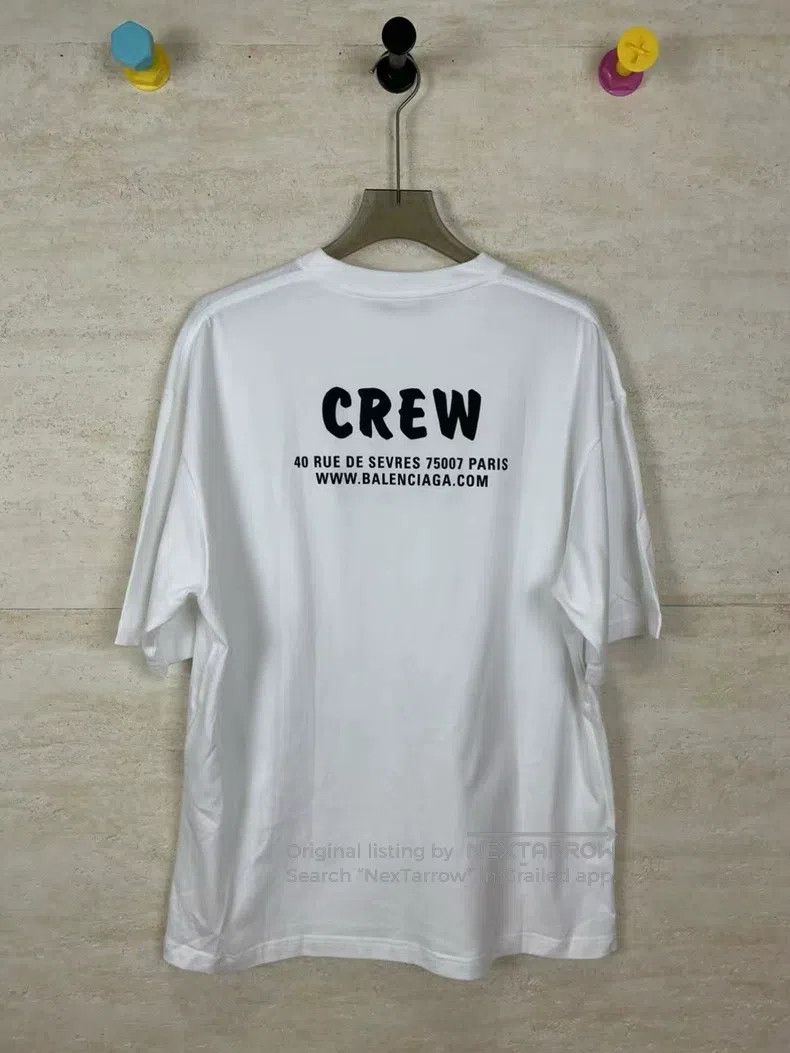 Balenciaga Balenciaga White Crew Print Short Sleeve Size US M / EU 48-50 / 2 - 3 Thumbnail