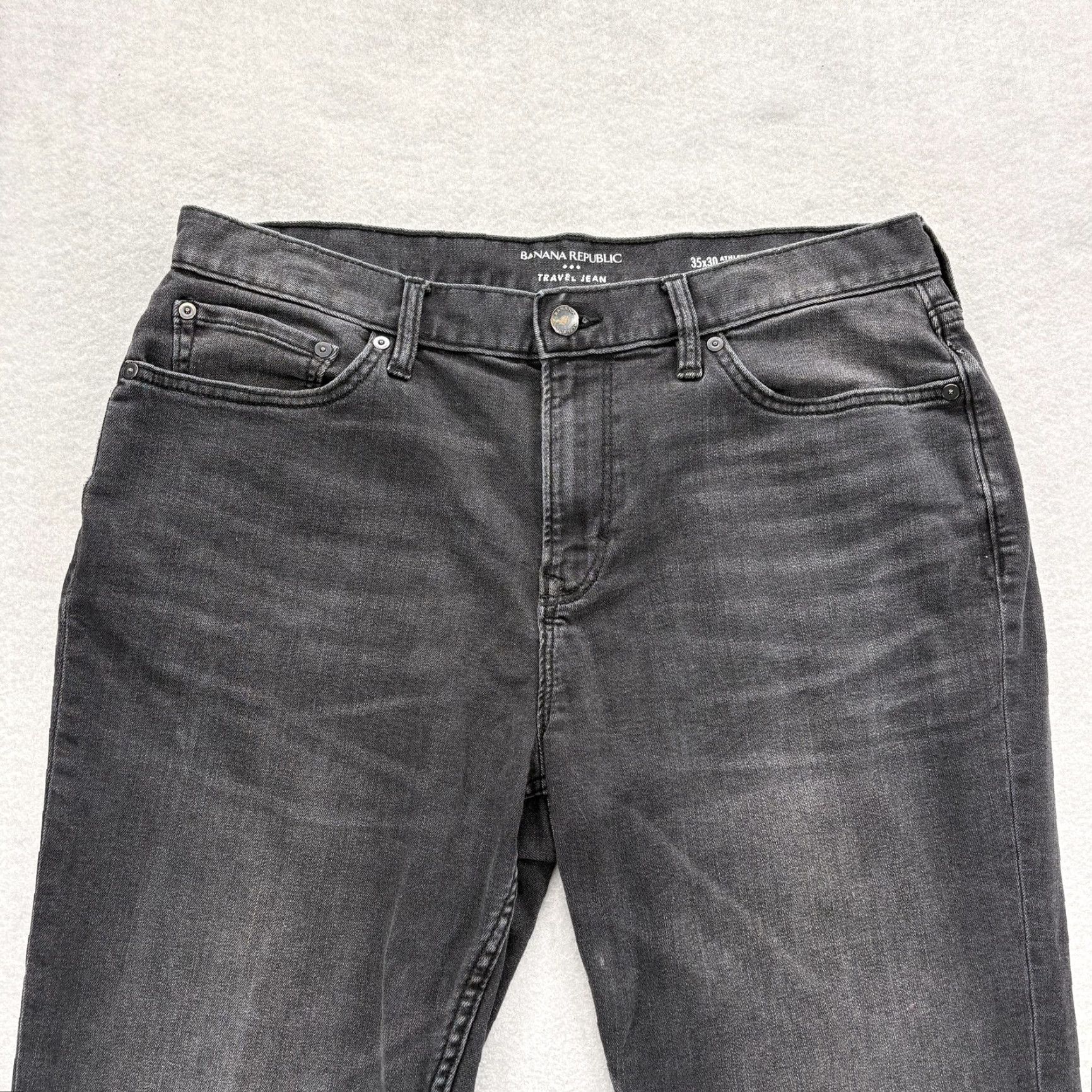 Banana Republic Banana Republic Travel Jeans Mens 35x28 Gray Athletic Fit Stretch Denim Casual Shirt? Size US 35 - 2 Thumbnail