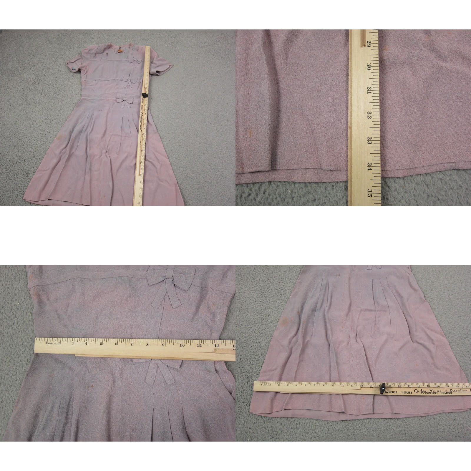 Vintage VINTAGE Ture Purple Bow Crepe Dress Womens 2XS 40s A-Line Short Sleeve Weddings Parties 40s Womens Size XXS / US 00 / IT 34 - 9 Thumbnail