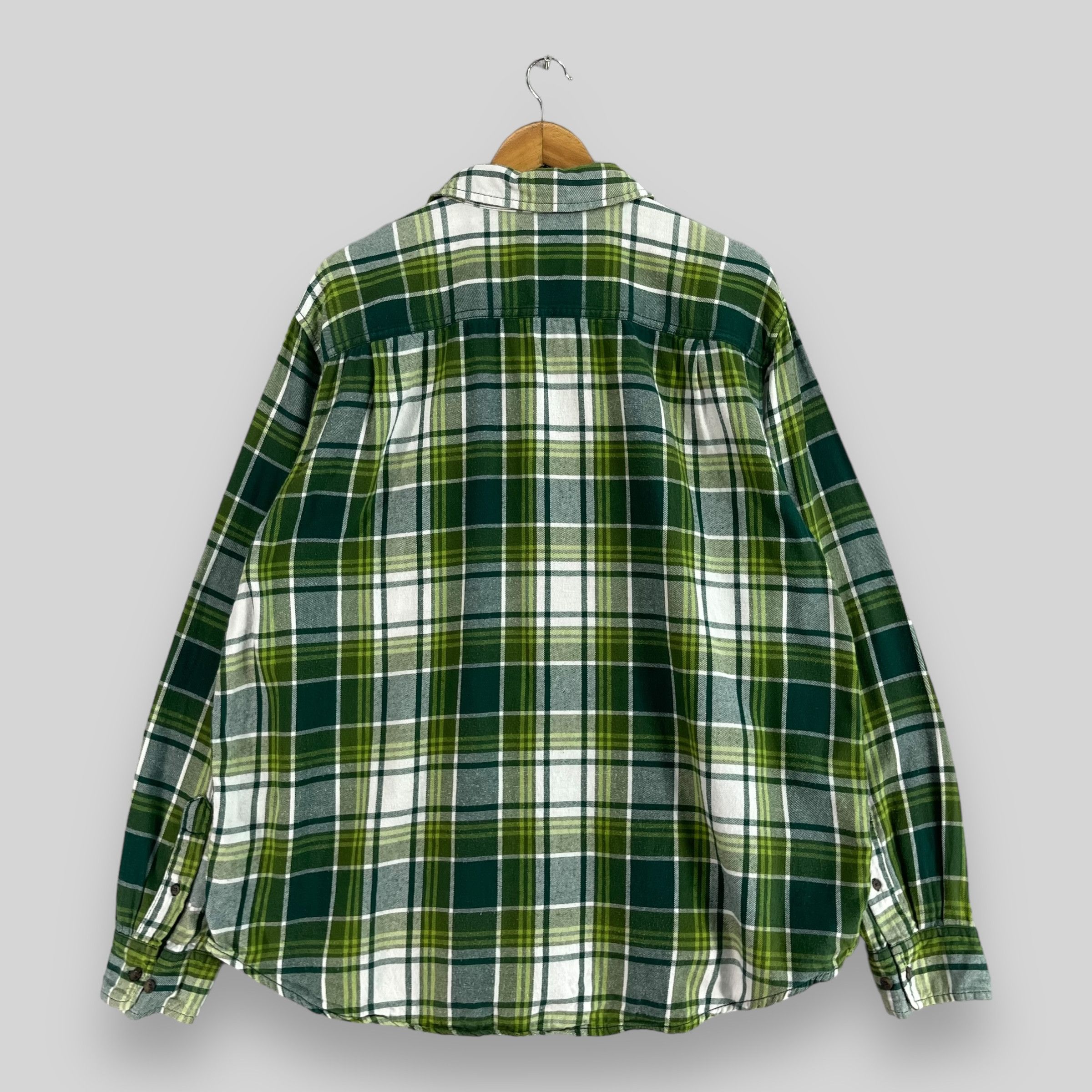 Faded Glory × Flannel FADED GLORY Checkered Plaid Green Flannel Shirt Button Up Size US XL / EU 56 / 4 - 8 Thumbnail