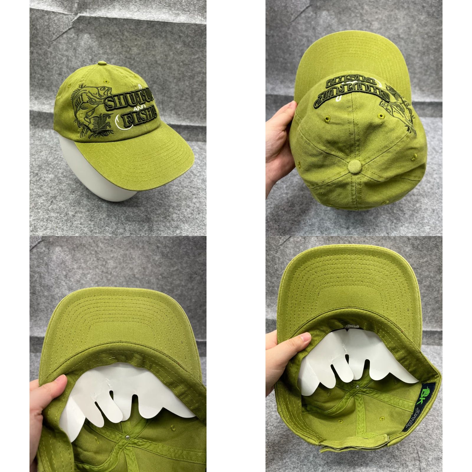 Vintage BK Shut Up & Fish! Hat Cap Strap Back Adult One Size Green Cotton Twill Baseball Cap Beach Camp Fish Hiking Accessories Mens Size ONE SIZE - 8 Thumbnail