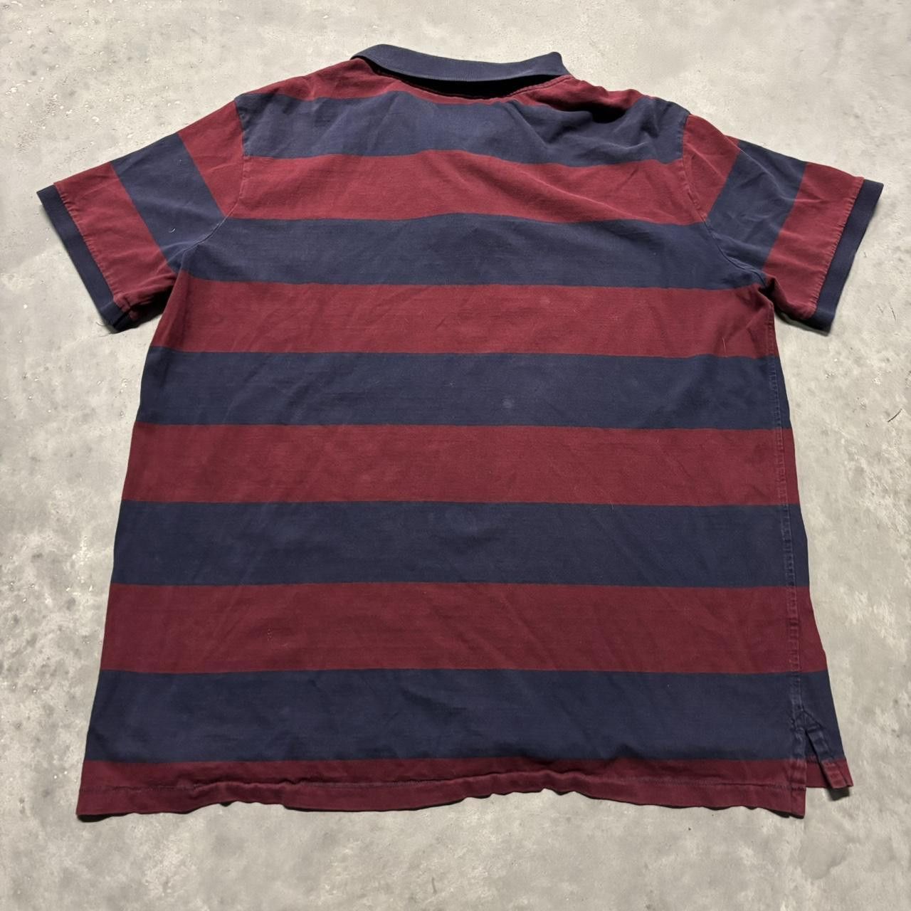Japanese Brand × Vintage Crazy Vintage Y2K/2000s Red & Navy Striped Essential Polo Shirt! Size US XL / EU 56 / 4 - 4 Thumbnail