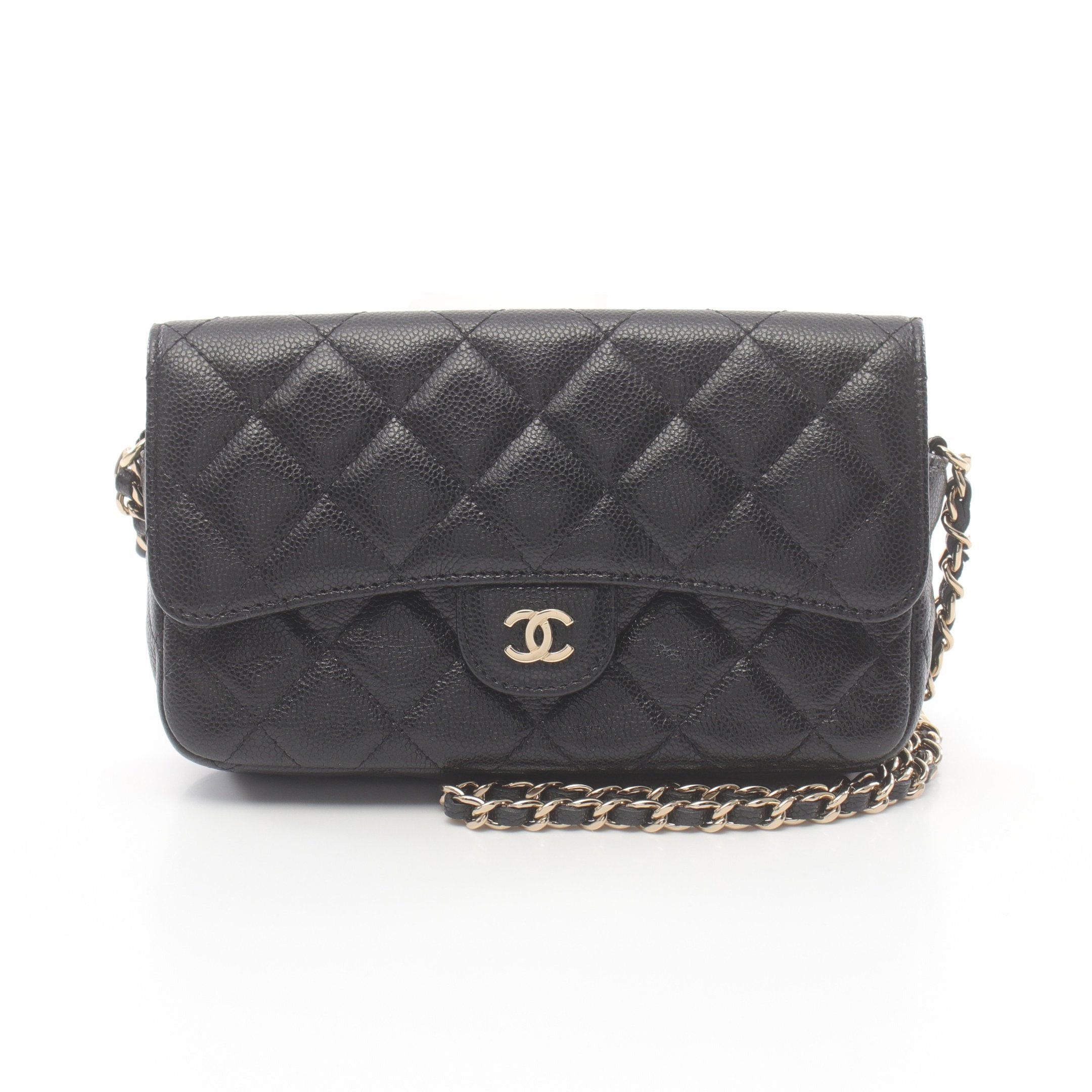 Chanel Chanel Matelasse Chain Phone Case Wallet Shoulder Bag Caviar Skin Black Gold Hardware Size ONE SIZE - 1 Thumbnail