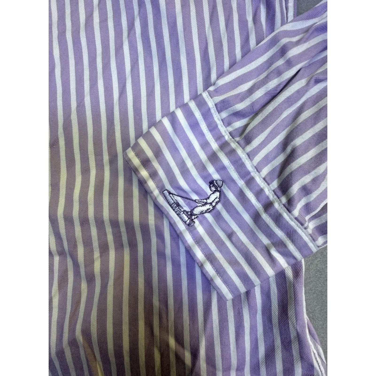 Ralph Lauren Ralph Lauren Golf Shirt Mens Medium Purple Stripe Button Down Long Sleeve Size US M / EU 48-50 / 2 - 4 Thumbnail