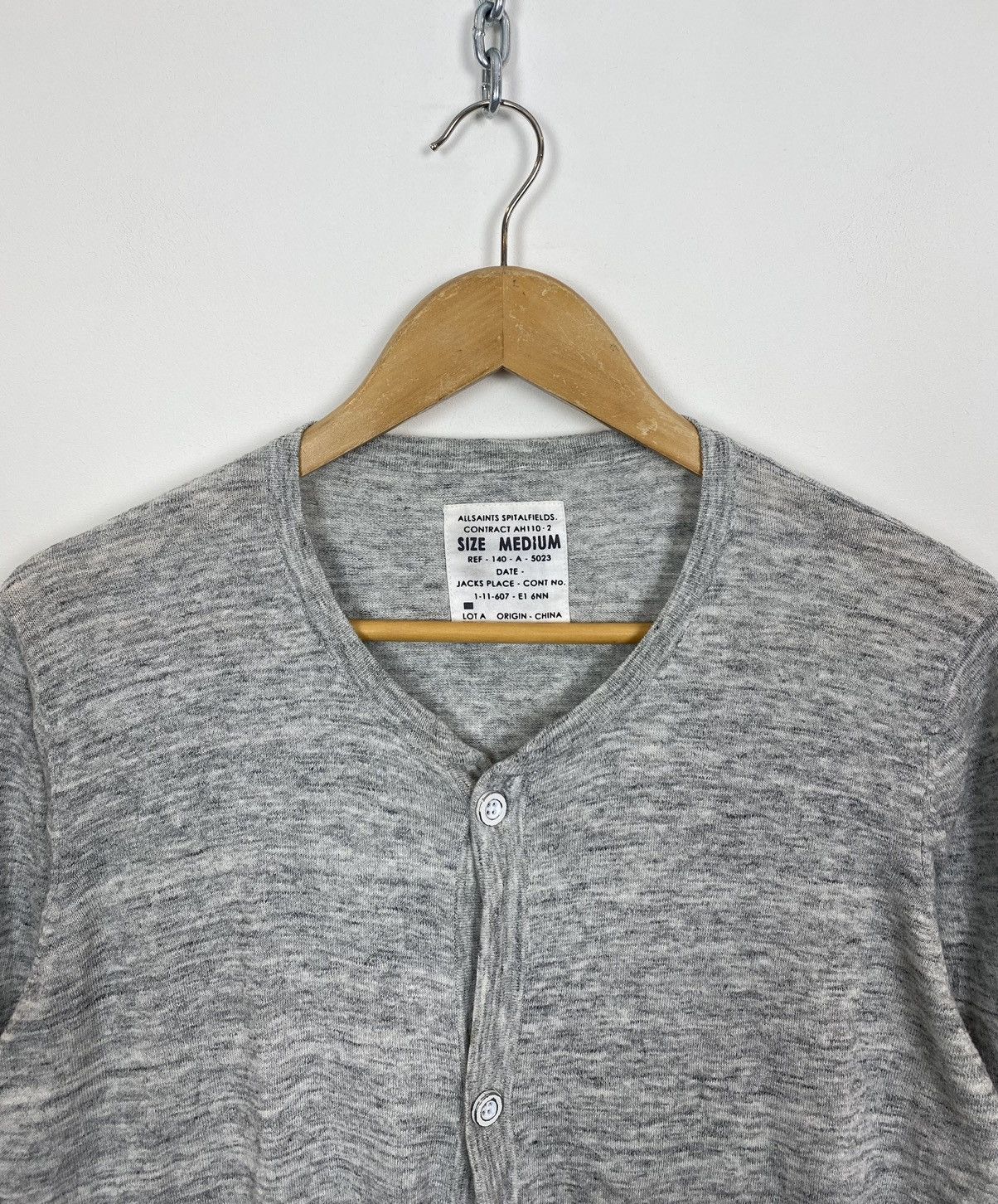 Allsaints Allsaints Buttons Up Knitted Jumper Sweater Size M Top Grey Size US M / EU 48-50 / 2 - 2 Thumbnail
