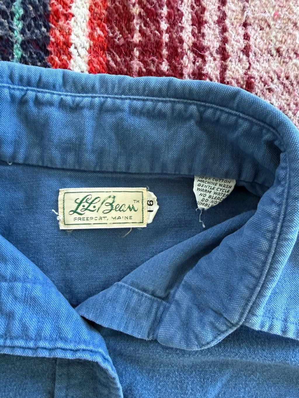 L.L. Bean 70s LL Bean Blue Chamois Shirt 16/L Size L / US 10 / IT 46 - 3 Thumbnail