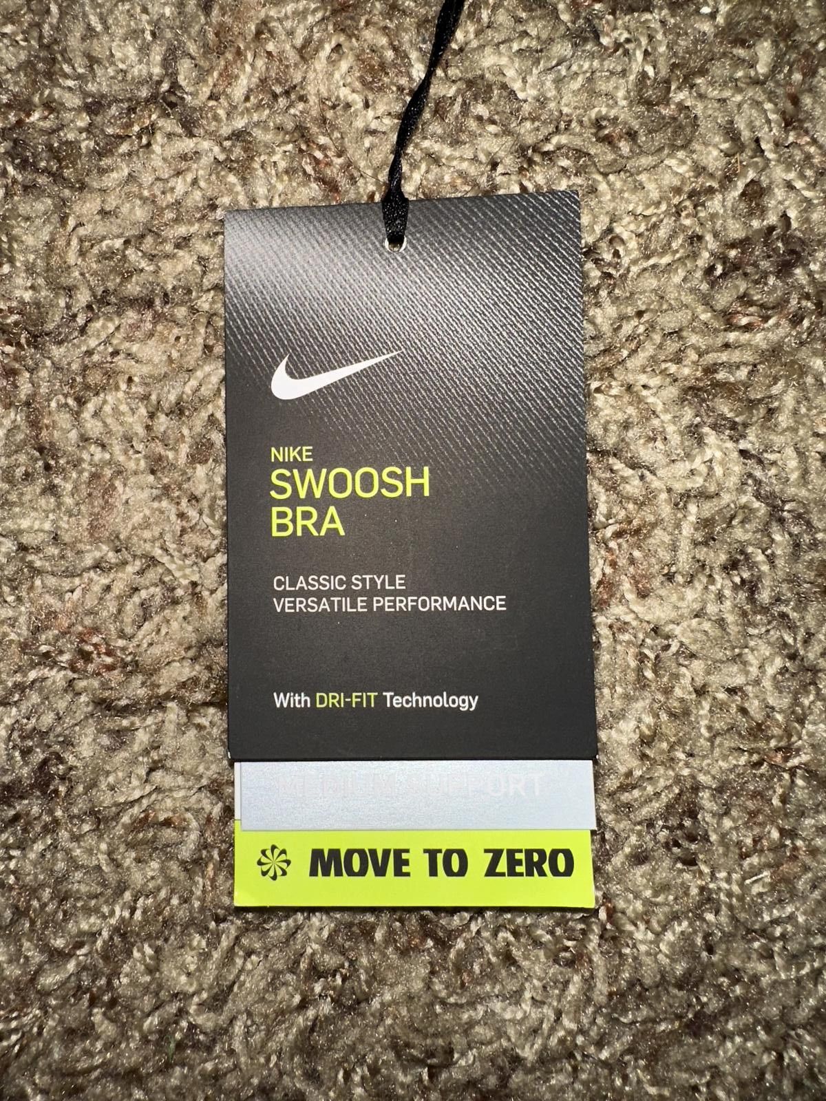 Nike Nike Pro Swoosh Black Medium Support Bra Women's (Non PAD) Size ONE SIZE - 4 Thumbnail