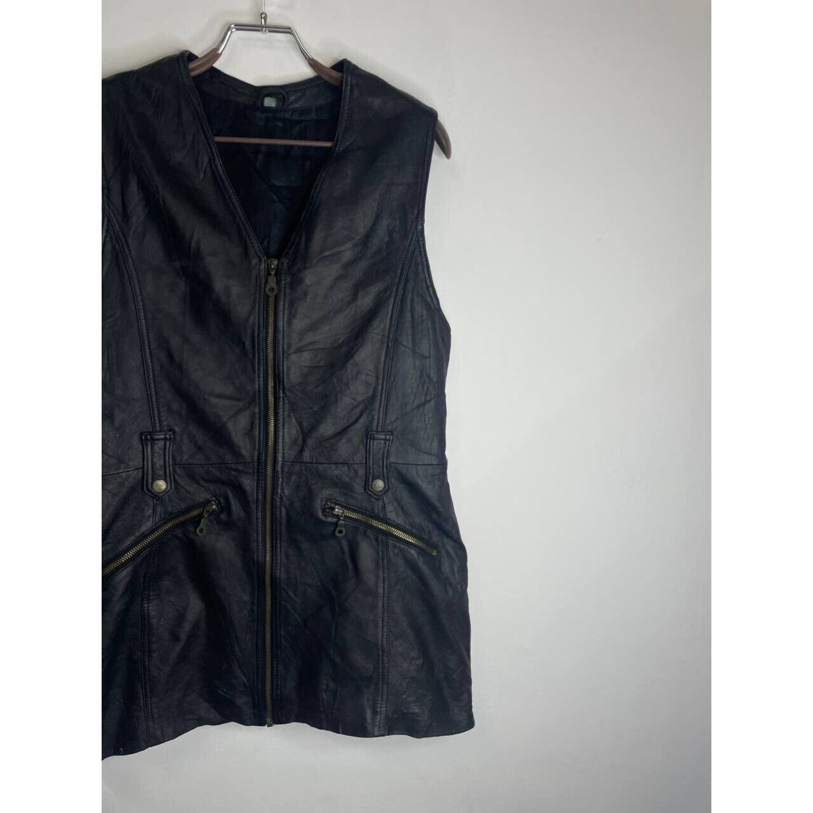 Vintage Vintage Black Leather Long Utility Vest Zipper Details M Size M / US 6-8 / IT 42-44 - 6 Thumbnail