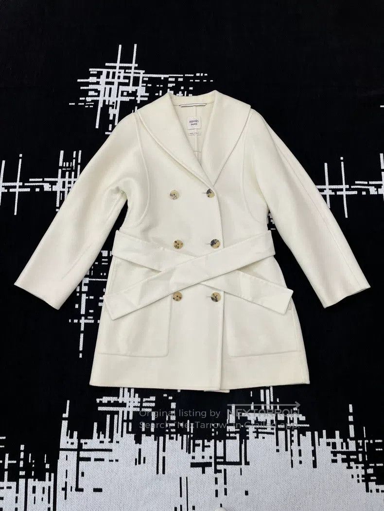 Hermes Hermes White Cashmere Coat Size XS / US 0-2 / IT 36-38 - 1 Thumbnail