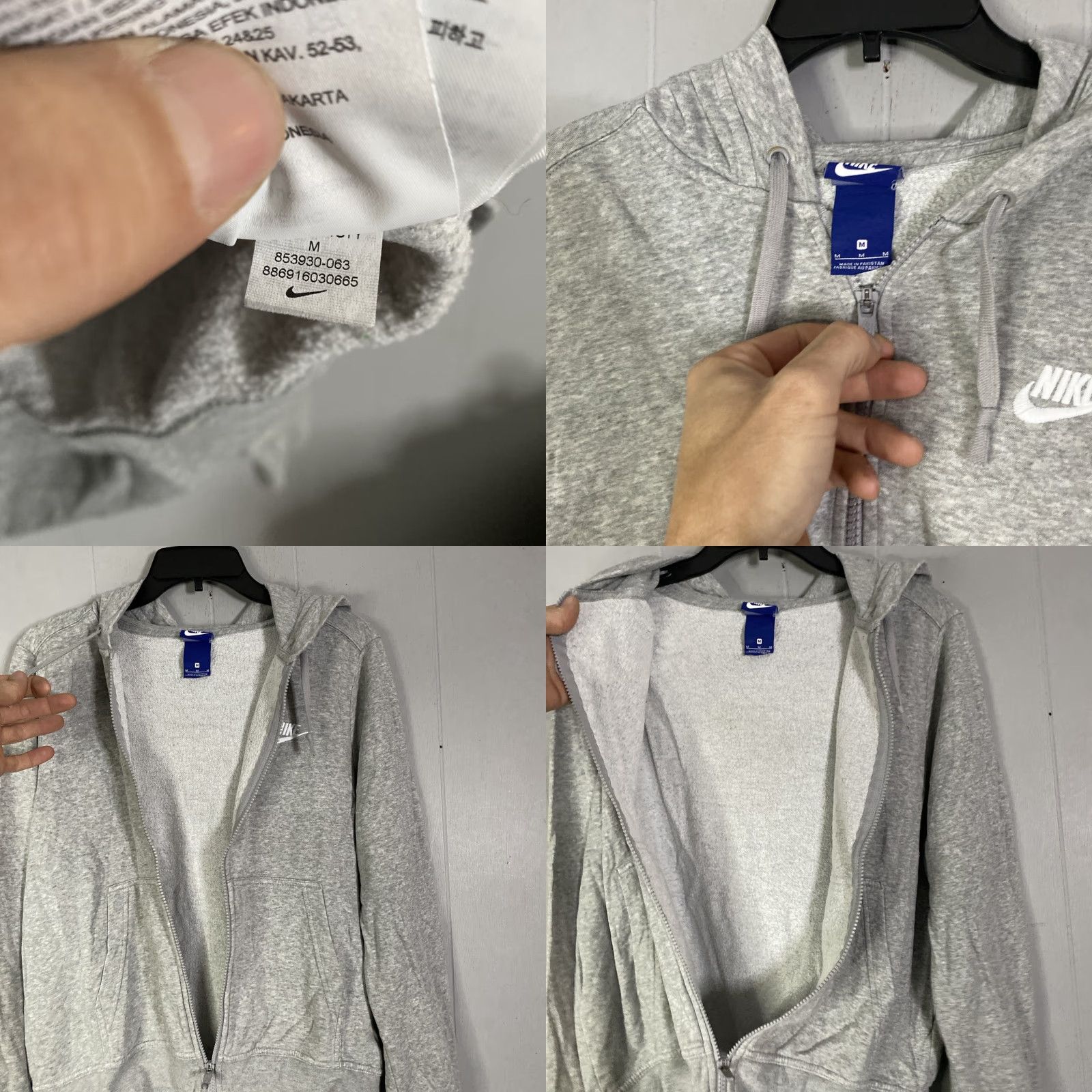 Nike Nike Hoodie Womens Small Grey Cropped Zip Up Full Zip Hooded Pockets Logo Activewear, 90s? No, not applicable. Size M / US 6-8 / IT 42-44 - 9 Thumbnail