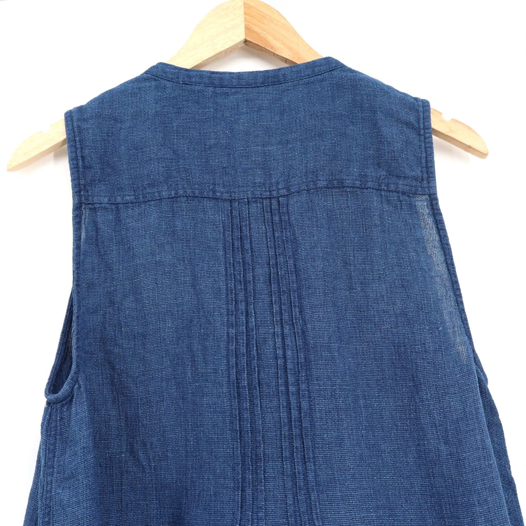 Faherty Faherty Dress Indigo Blue 100% Linen Sleeveless Mini L Bohemian Pockets Shirt Dress Womens Short Size L / US 10 / IT 46 - 4 Thumbnail