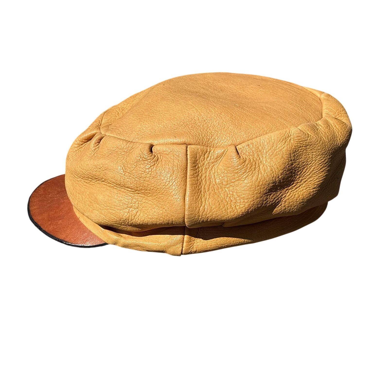 Handmade Vtg handmade Leather newsboy hat cabbie golf cap brim gatsby Size ONE SIZE - 1 Thumbnail