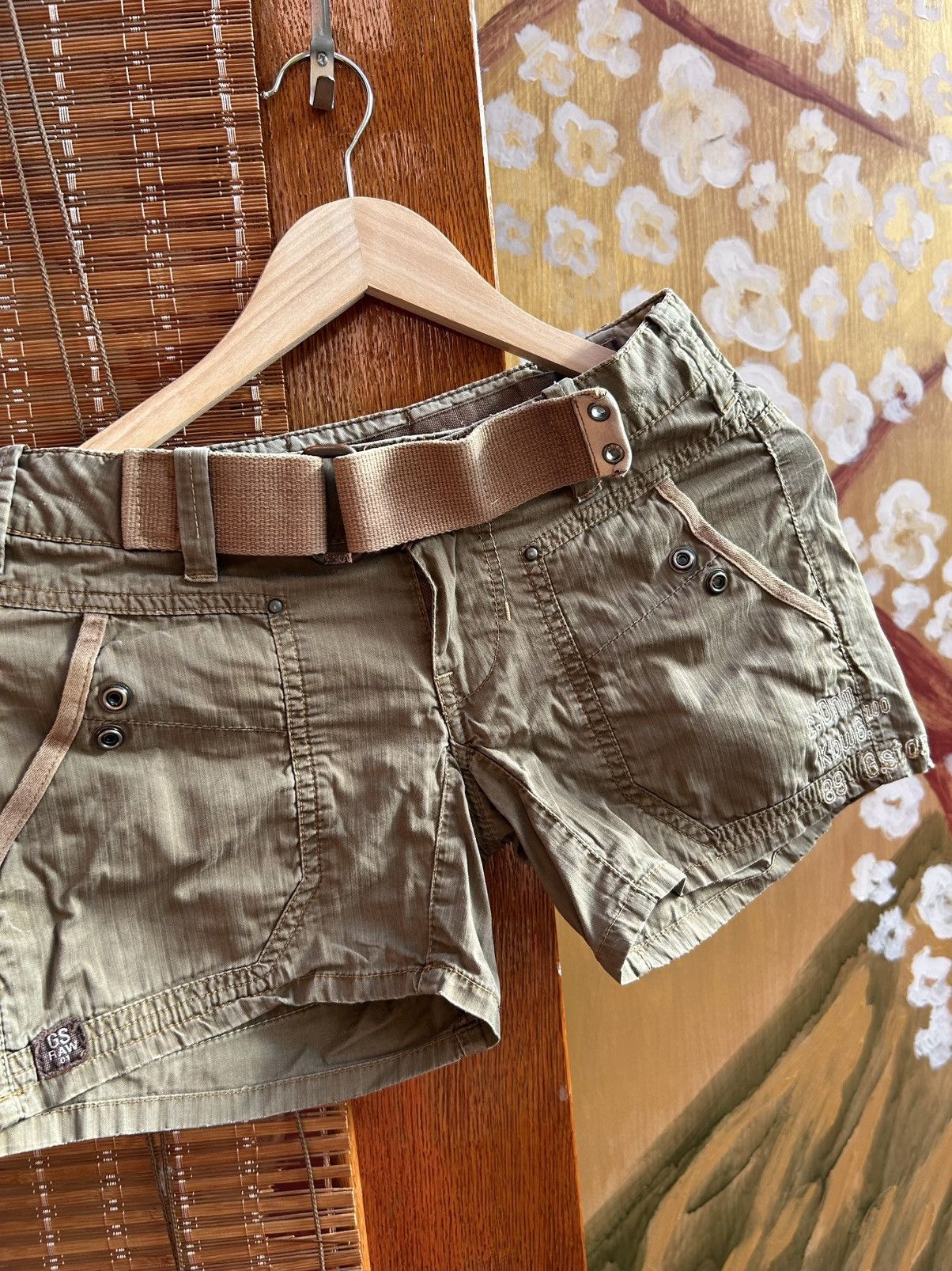 G-Star G-Star Raw Low Rise Shorts Belted Military Y2K Grunge Size 28" / US 6 / IT 42 - 4 Thumbnail