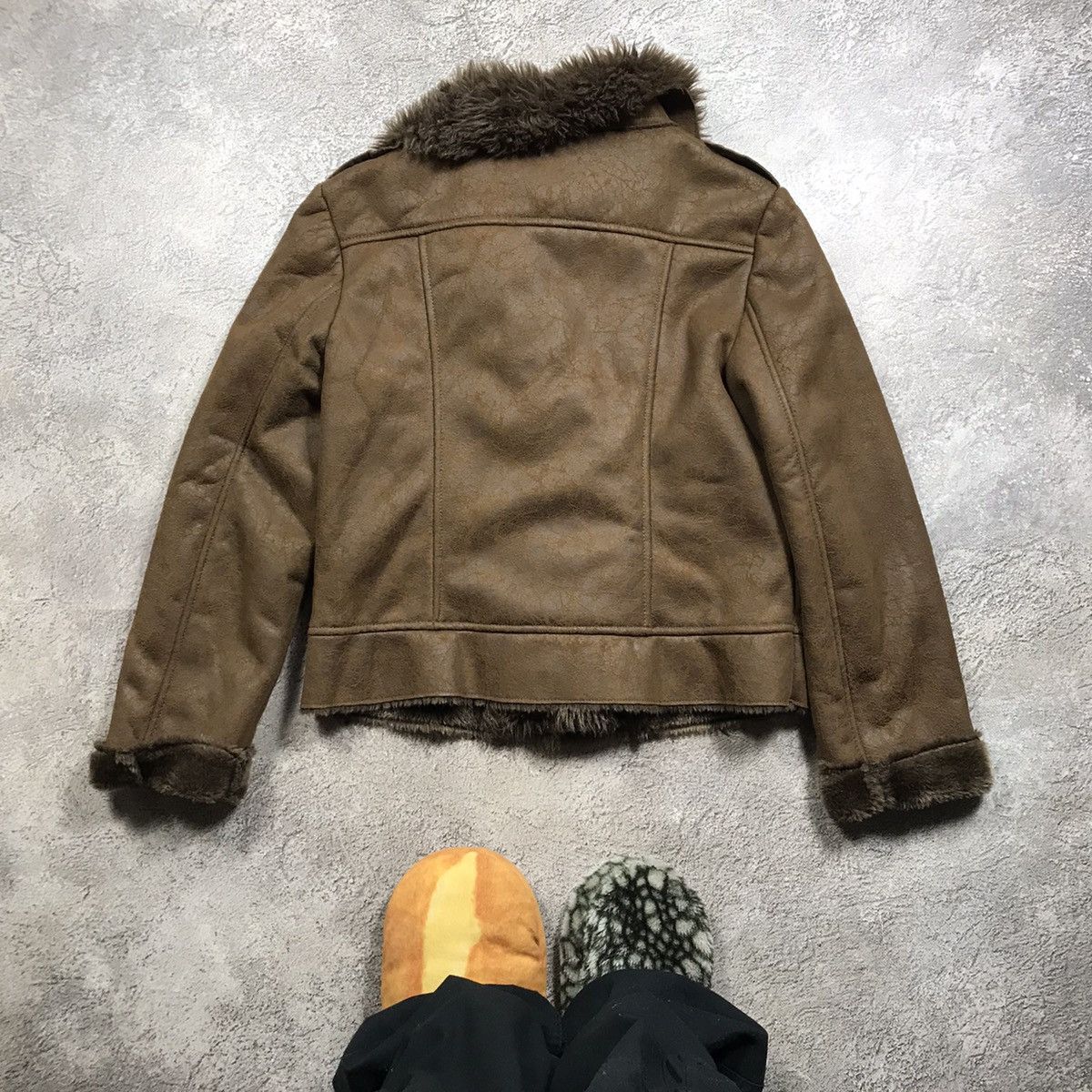 Vintage Vintage Y2K Suede Fur Collar Moto Jacket Gorpcore Tan Slim L Size L / US 10 / IT 46 - 6 Thumbnail