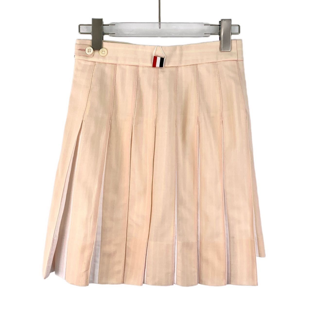 Thom Browne Thom Browne Beige Wool Casual Pleated Mini Skirt K26WX Size 25" / US 0 / IT 36 - 2 Thumbnail