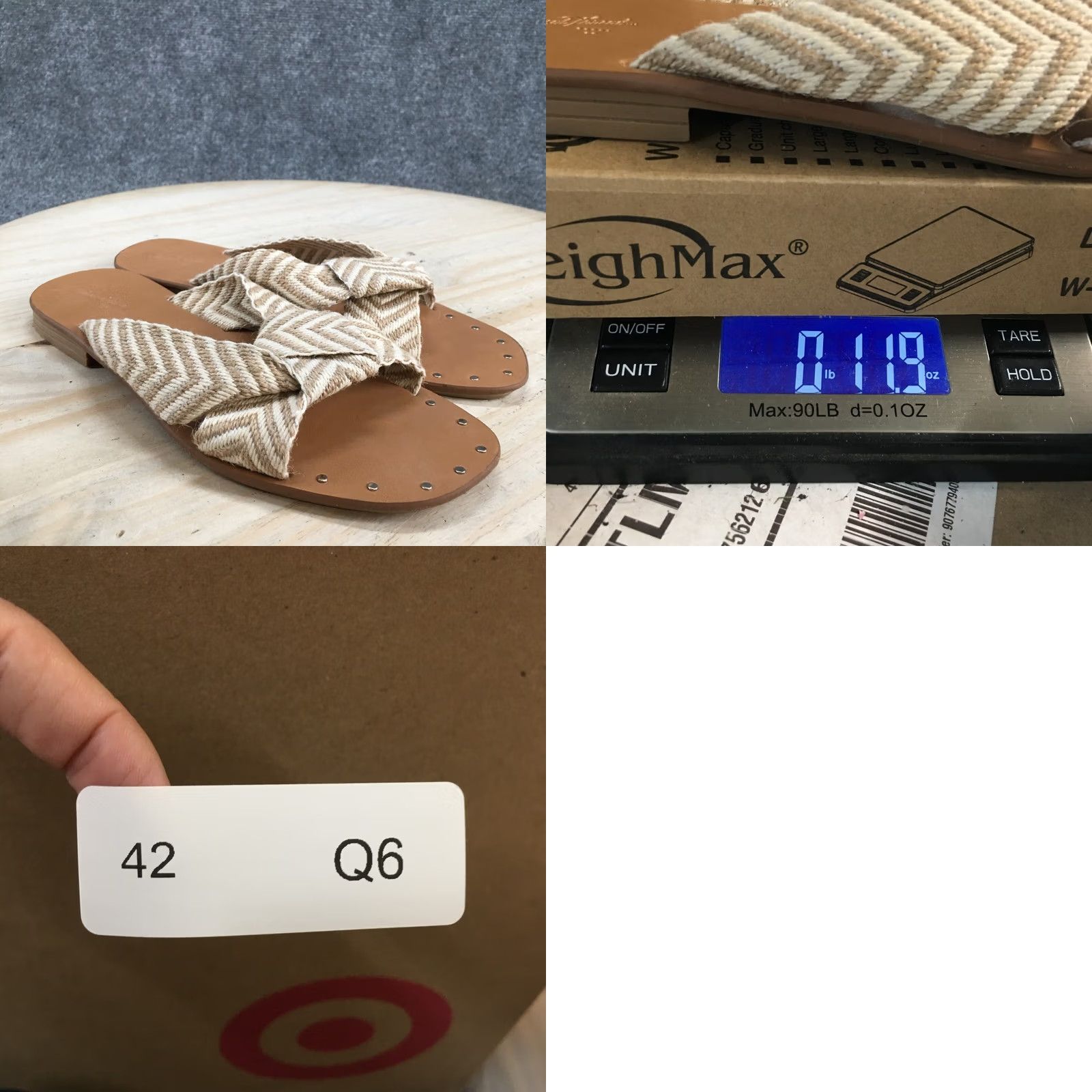 Vintage VINTAGE? No. Universal Thread Sandals Womens 8.5 Louise Chevron Print Slip On Slide Brown Size US 9 / IT 39 - 10 Thumbnail