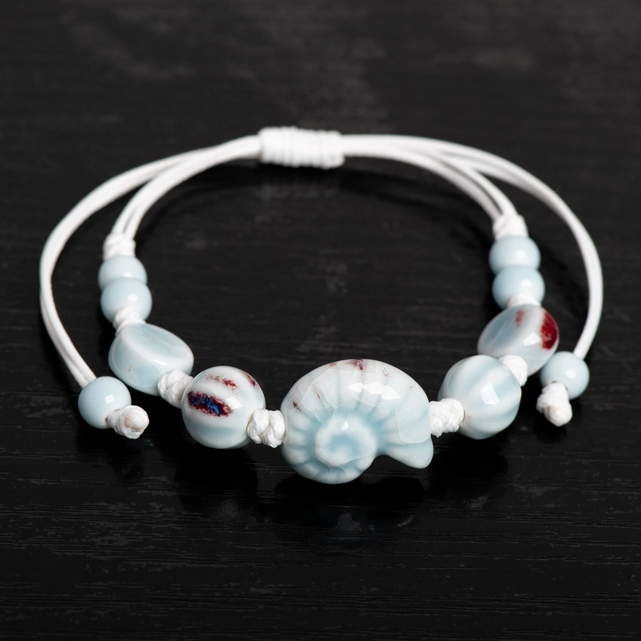 Handmade Seashell Ceramic Bracelet Handmade Jewelry Gift For Her Size ONE SIZE - 4 Thumbnail