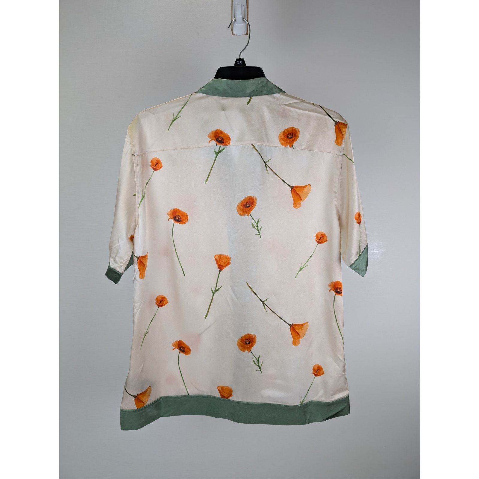 Nahmias o1rshd1 CC20 Colorblock Poppy Short Sleeve Silk Shirt Ivory Size US M / EU 48-50 / 2 - 16 Thumbnail