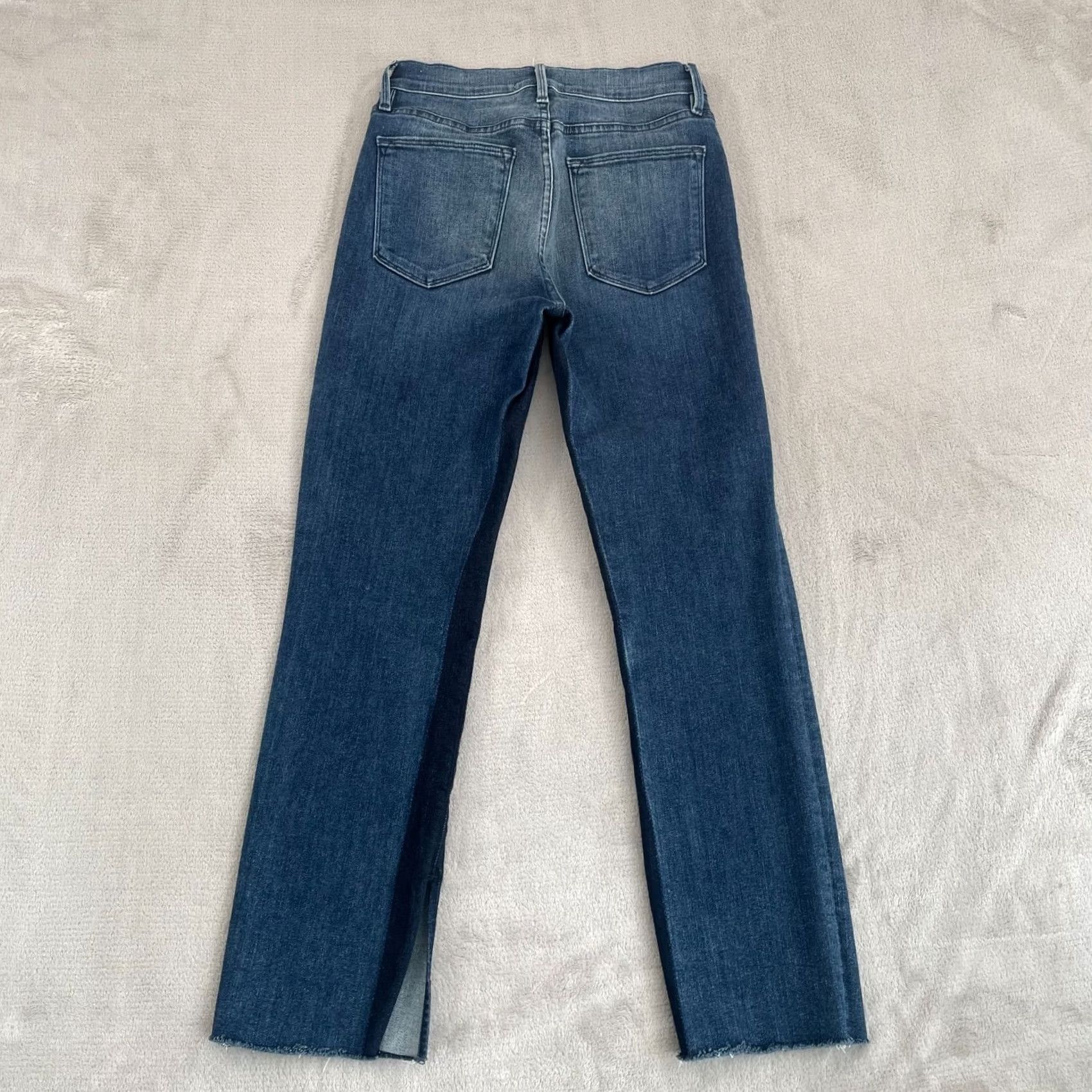 Frame FRAME DENIM Le High Straight Jeans Women 25 Elaine Split Frayed Hem Designer Jeans Women 25 Blue Cotton Blend Helms City Preppy Size 42" / US 20 - 7 Thumbnail