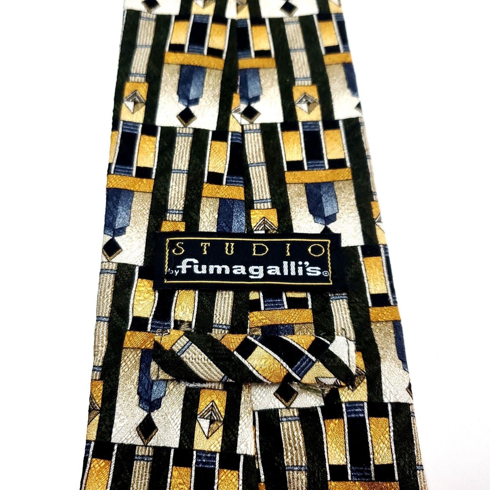 Fumagalli Fumagalli Silk Tie Print Yellow Abstract Short Wide Size ONE SIZE - 3 Thumbnail