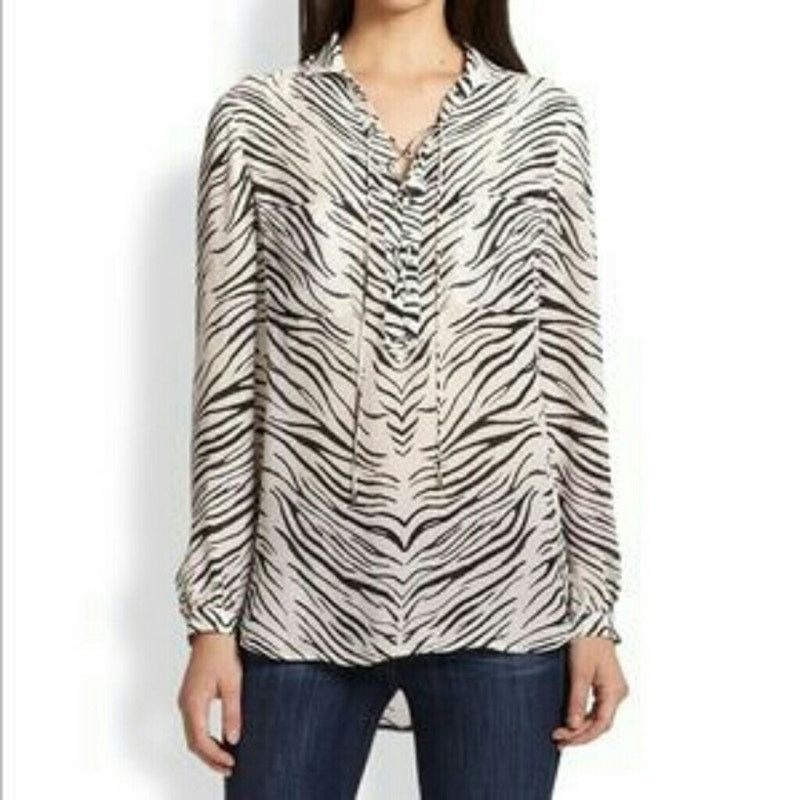 Designer × Haute Hippie Haute Hippie Zebra Print Silk Crepe de Cine Blouse Size S / US 4 / IT 40 - 1 Thumbnail