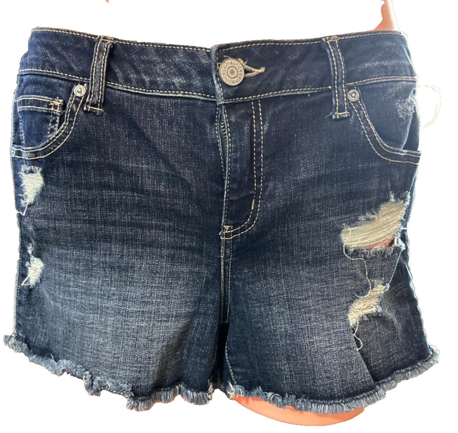 Designer MAURICE'S Distressed Shorts Sz7/8 MidRaw Hem Frayed Thrashed Size 30" / US 8 / IT 44 - 6 Thumbnail