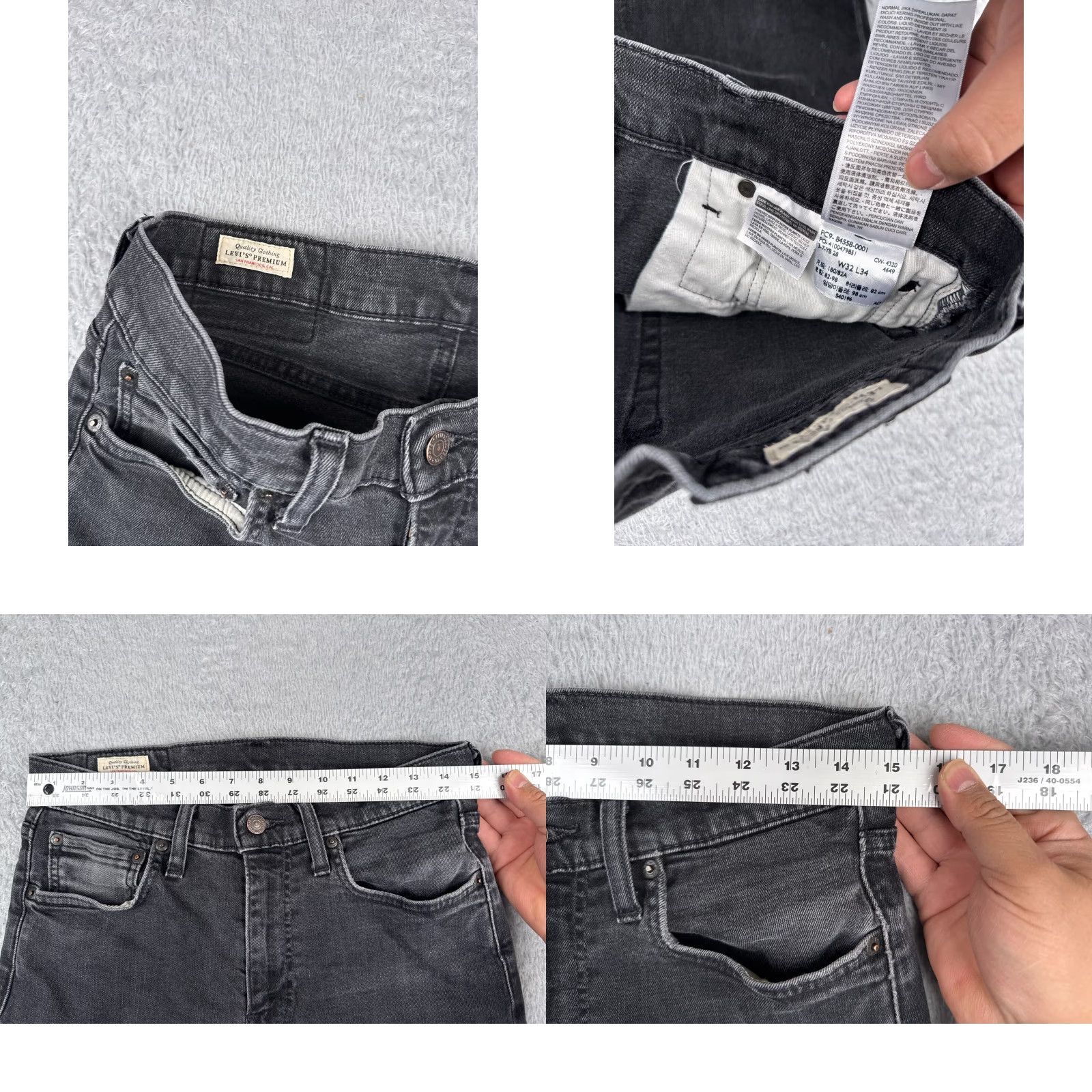 Levi's Levis Premium Jeans Adult 32 Black Denim Skinny Tapered Fit Flex 30x32 Big E Size US 32 / EU 48 - 8 Thumbnail