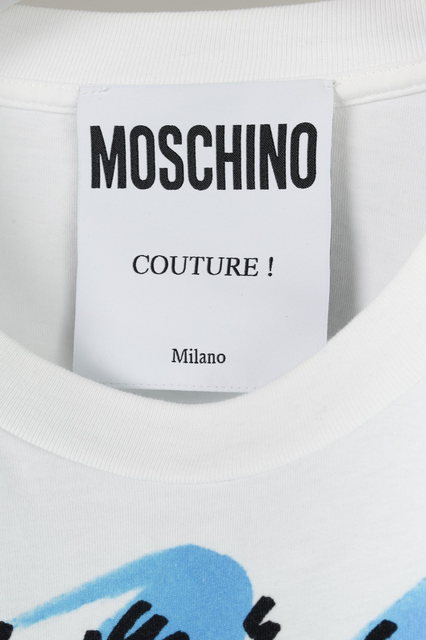 Moschino Moschino White & Blue Brushstroke Question T-Shirt Size US M / EU 48-50 / 2 - 4 Thumbnail