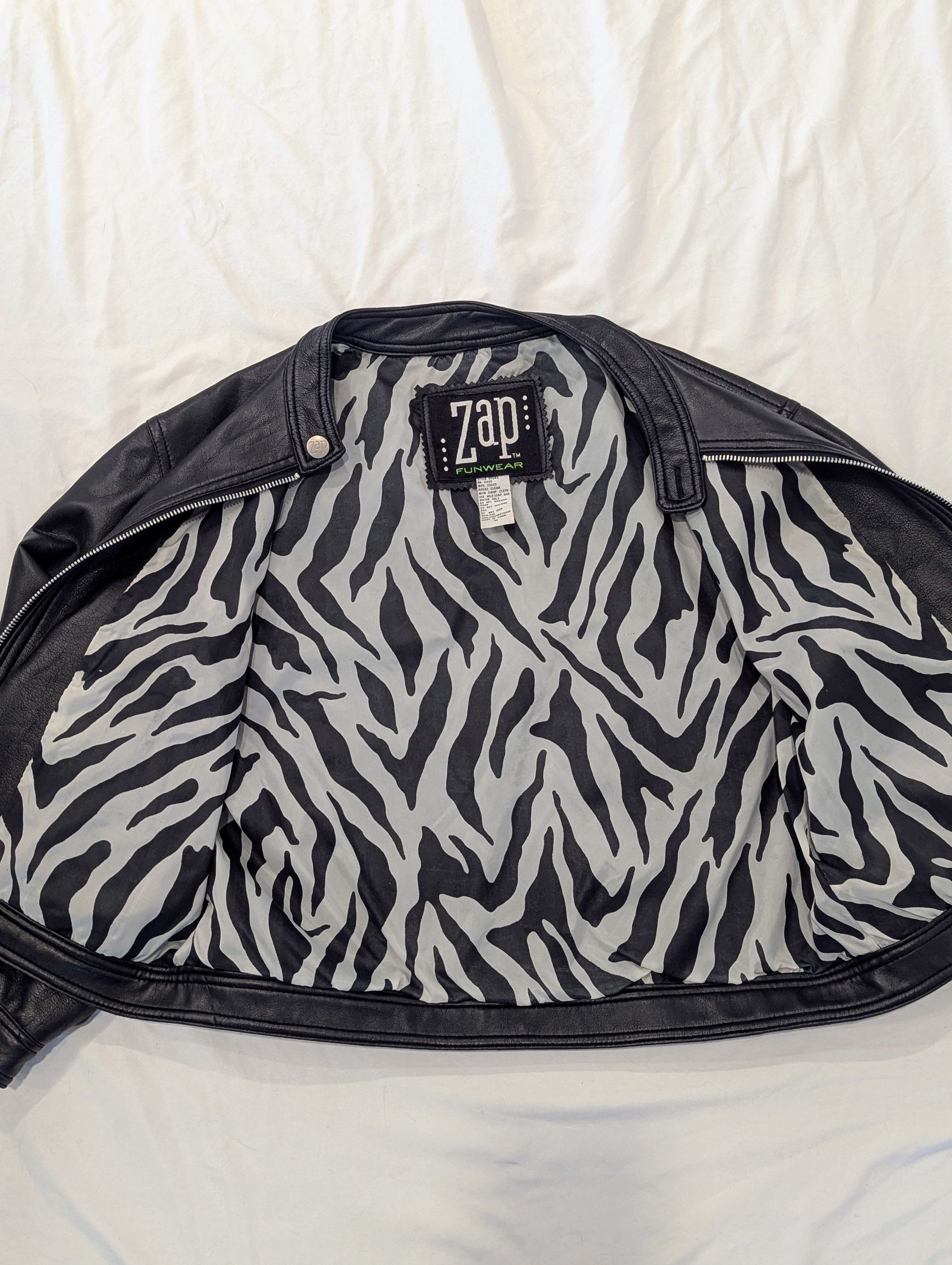 Other 90s Zap Funwear Moto Jacket Medium Zebra Lining Size M / US 6-8 / IT 42-44 - 6 Thumbnail